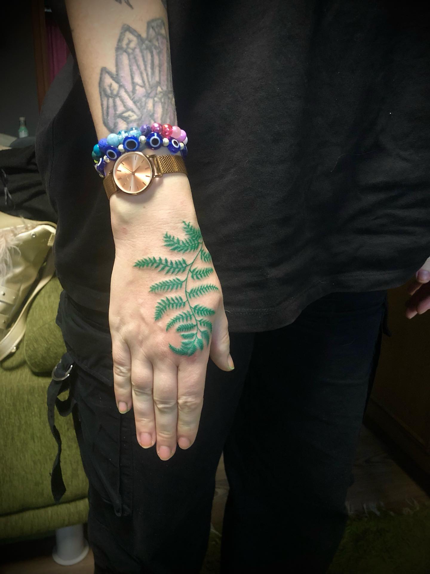 Fern dotwork tattoo on the hand by Ink of Winchester