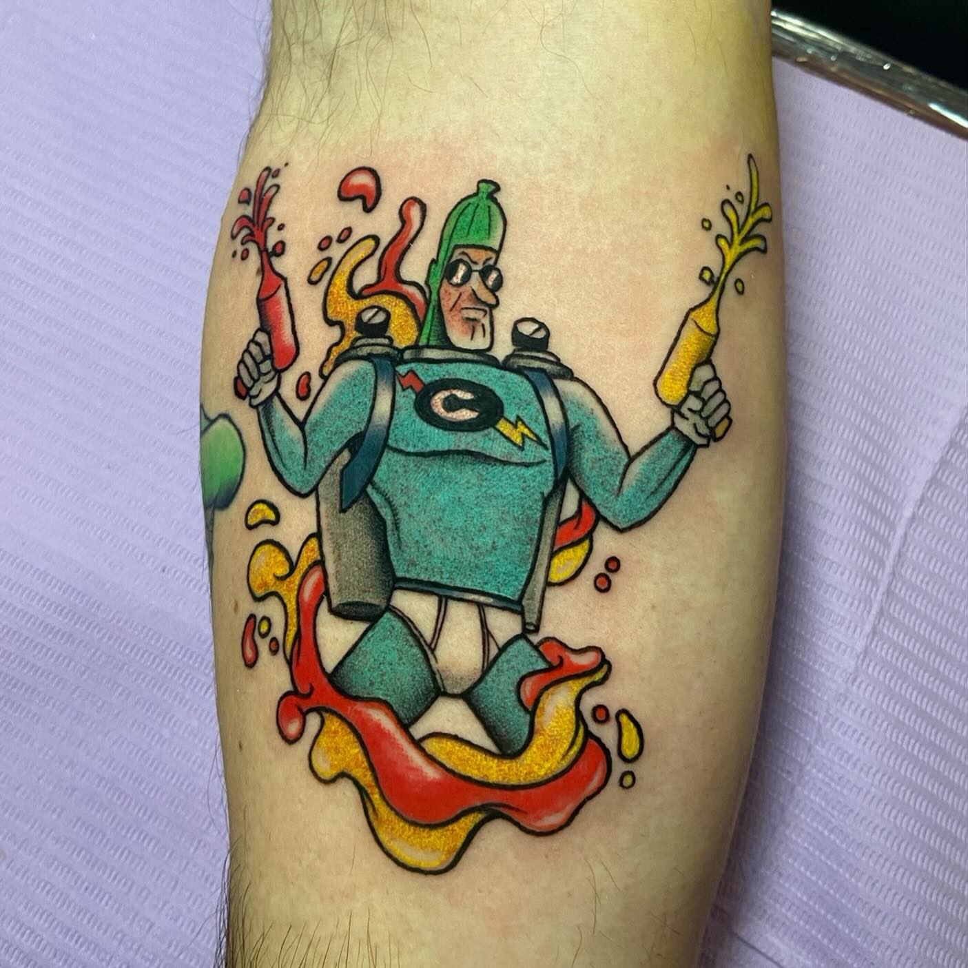 Captain Caveman American traditional tattoo on the forearm by โ๏ธ ๐๐ฎ๐ฐ๐ธ๐ถ๐ฒ โ๏ธ