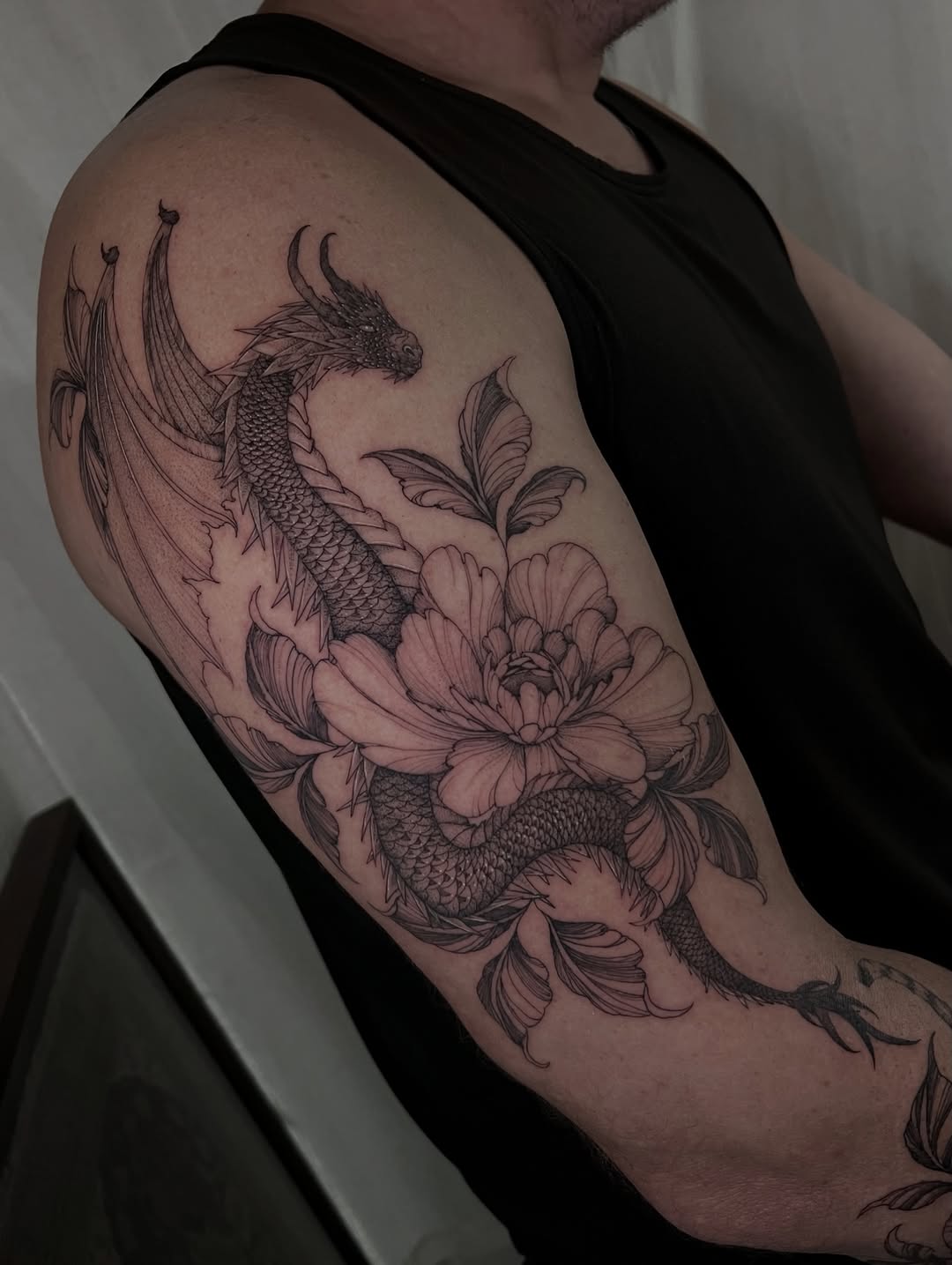 Tattoo by @inkbyjustene — japanese_irezumi, black_and_grey