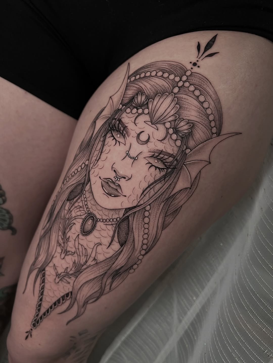Tattoo by @inkbyjustene — black_and_grey, ornamental