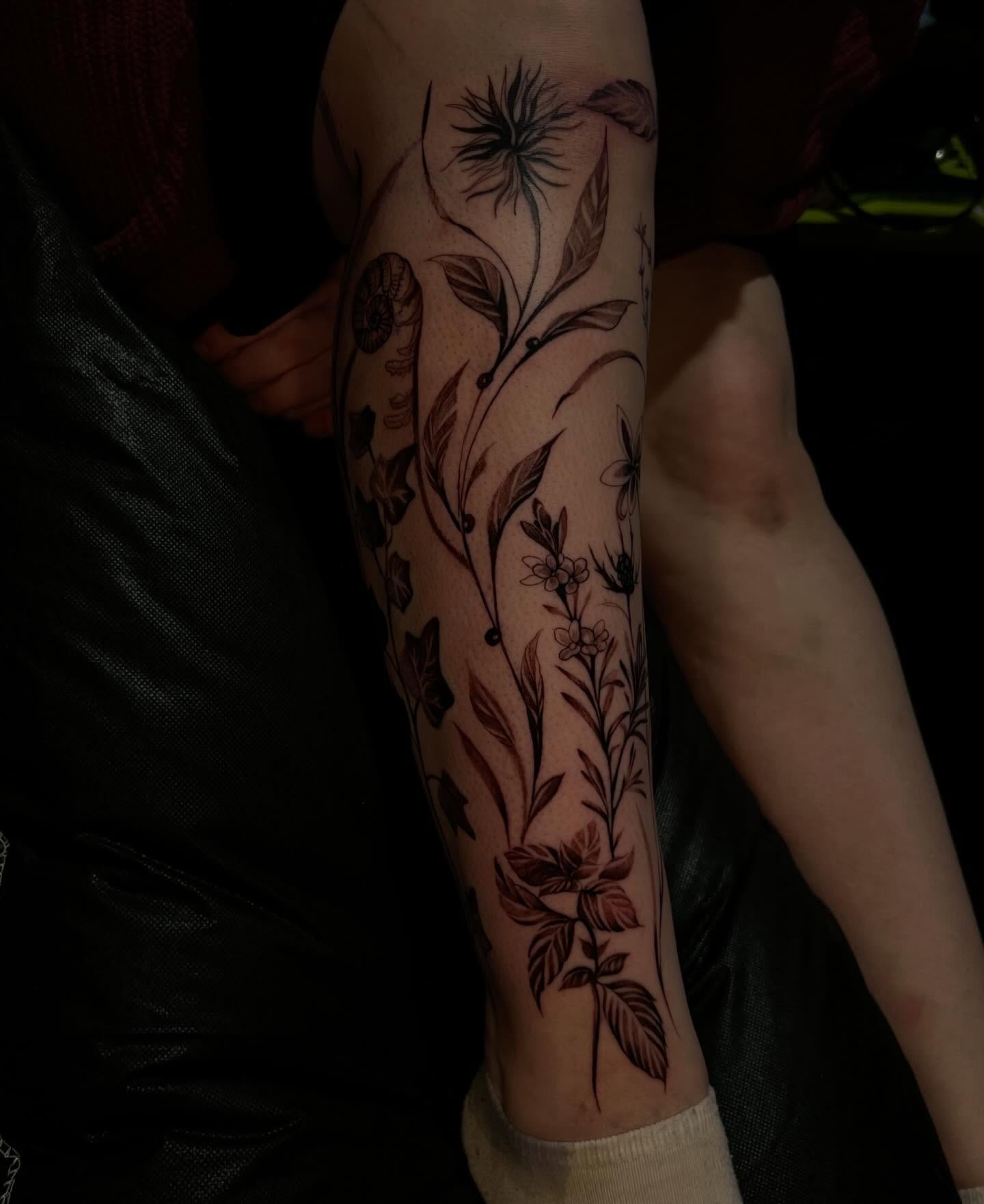 Floral design black and grey tattoo on the forearm by ✧ :: paloma :: ✧