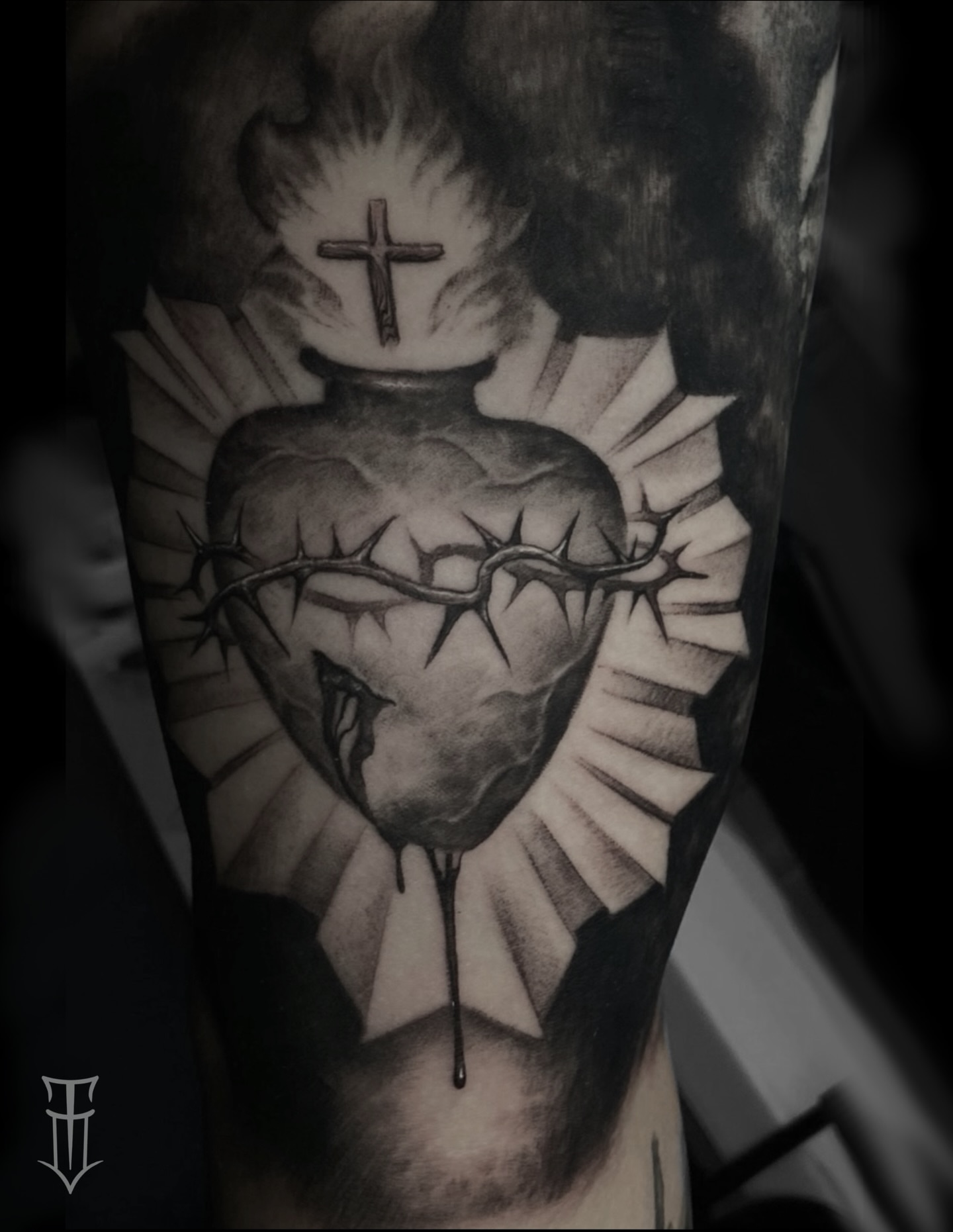 Tattoo by @shadesofpain1992 — black_and_grey, realism