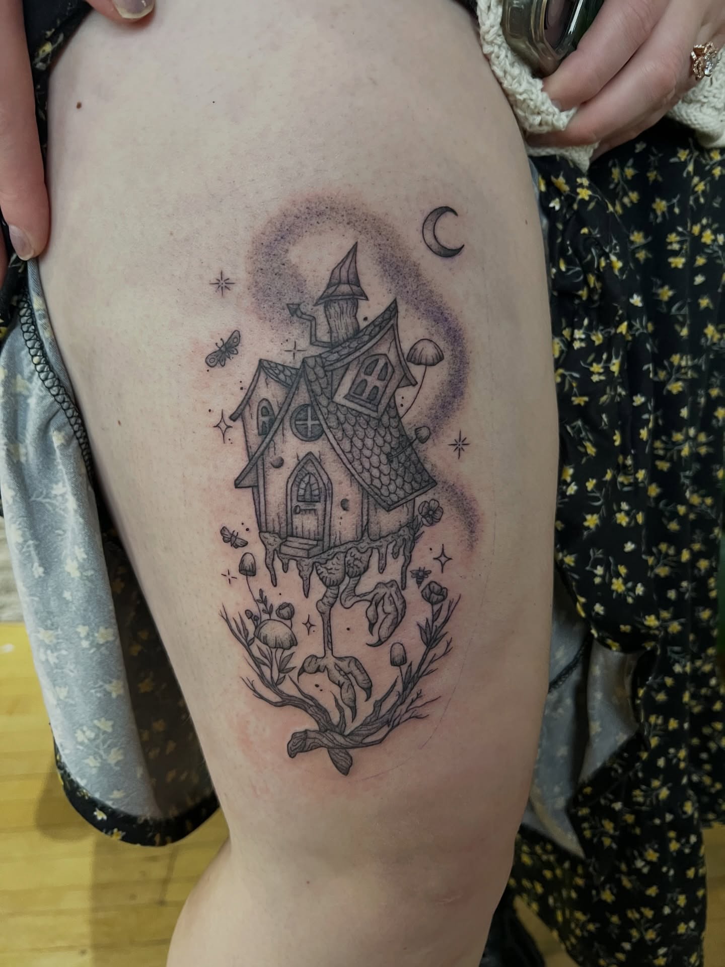 Tattoo by @lovelyinink_ — black_and_grey