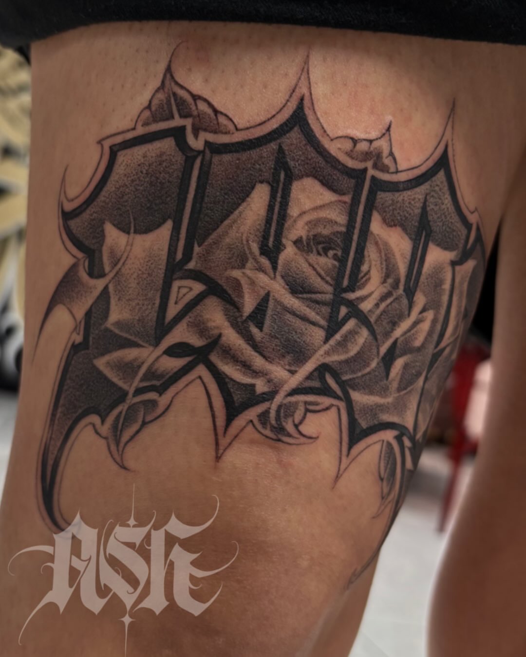Tattoo by @ashtattooer — black_and_grey, realism