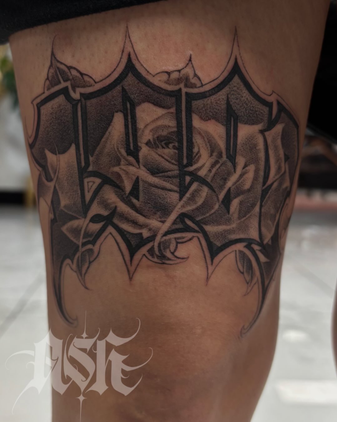 Tattoo by @ashtattooer — black_and_grey, realism