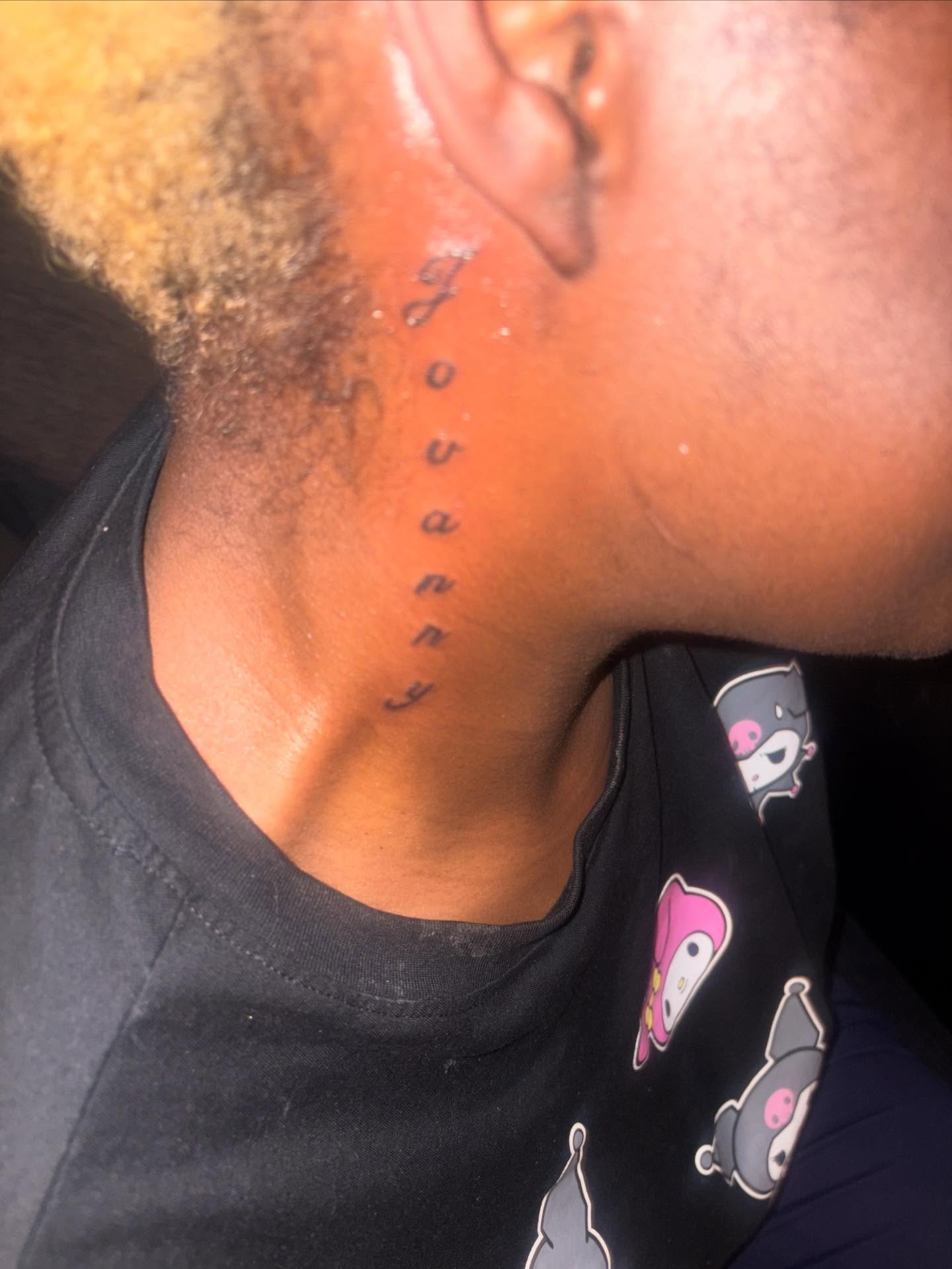 Script lettering lettering script tattoo on the neck by TP