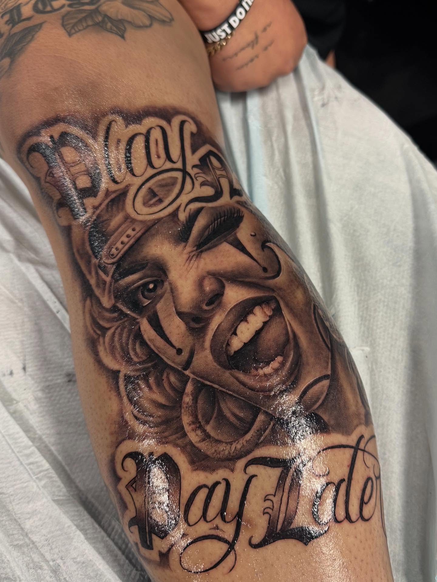 Tattoo by @inkedbyscratch — black_and_grey, realism