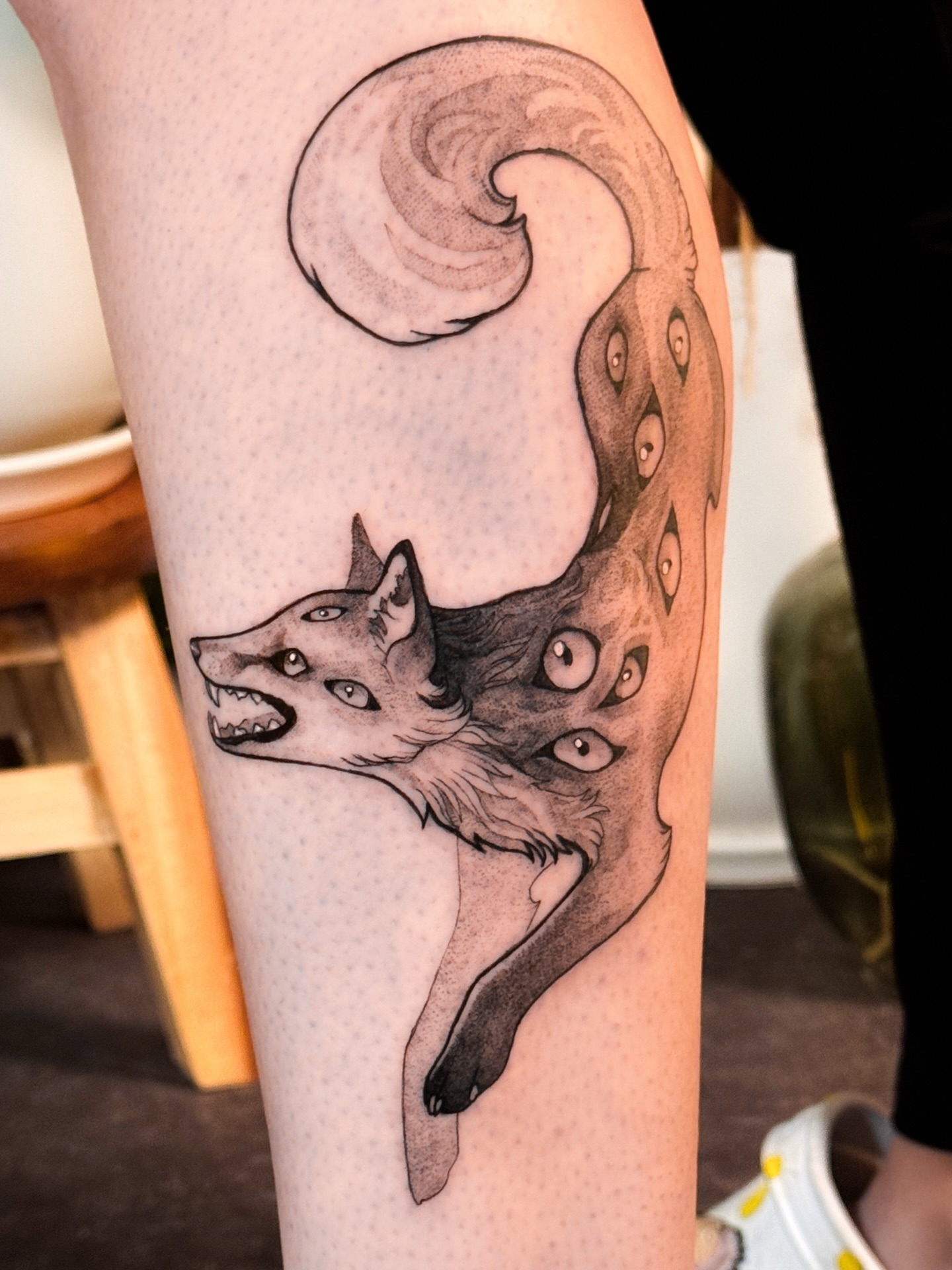 Wolf dotwork tattoo on the forearm by Yasemin πΉπ·π¬π§ San Jose based tattoo artist