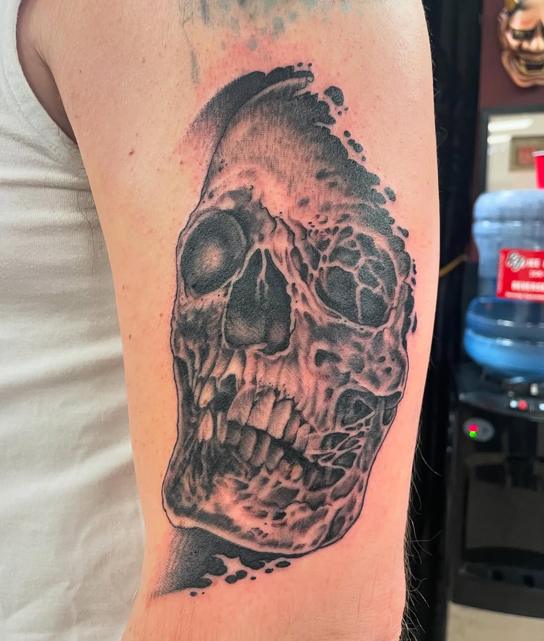 Skull realism tattoo on the forearm by Brayden P Tattoo