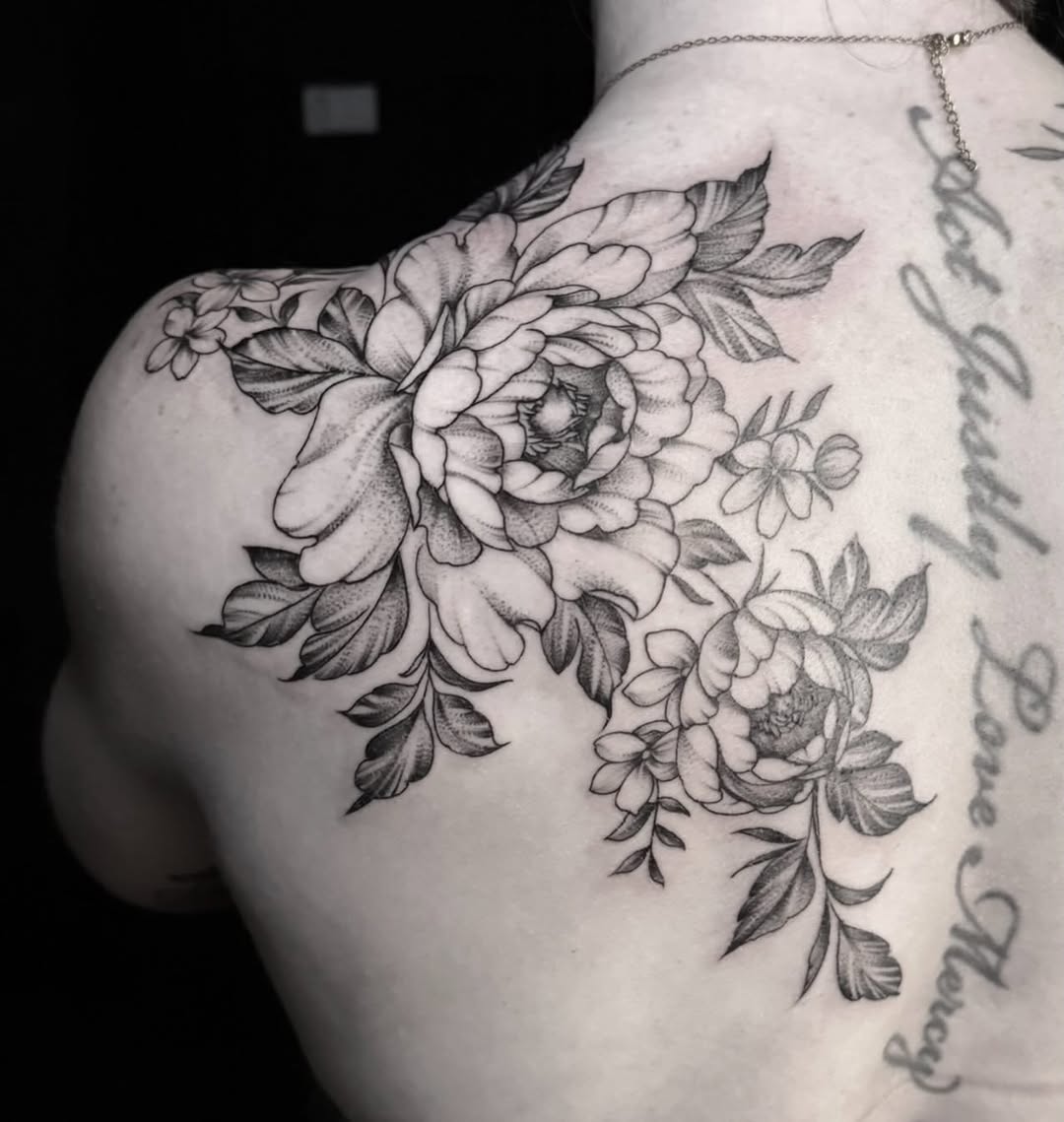 Tattoo by @sterling_tattoos — black_and_grey, dotwork