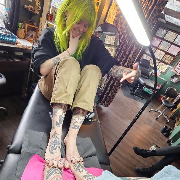 Ankle tattoo American traditional tattoo on the foot by abbey pickens 🧚 cleveland ohio