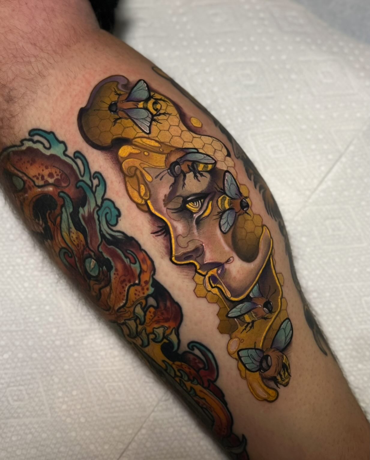 Tattoo by @scallywaggins — american_traditional, dotwork