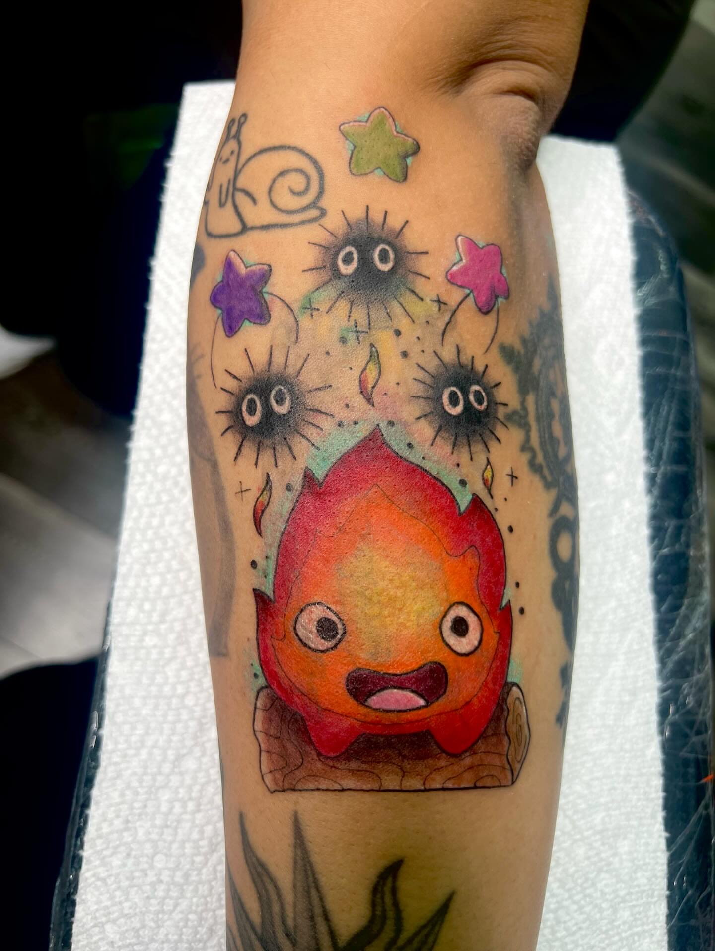 Fish dotwork tattoo on the forearm by Monii Arreola