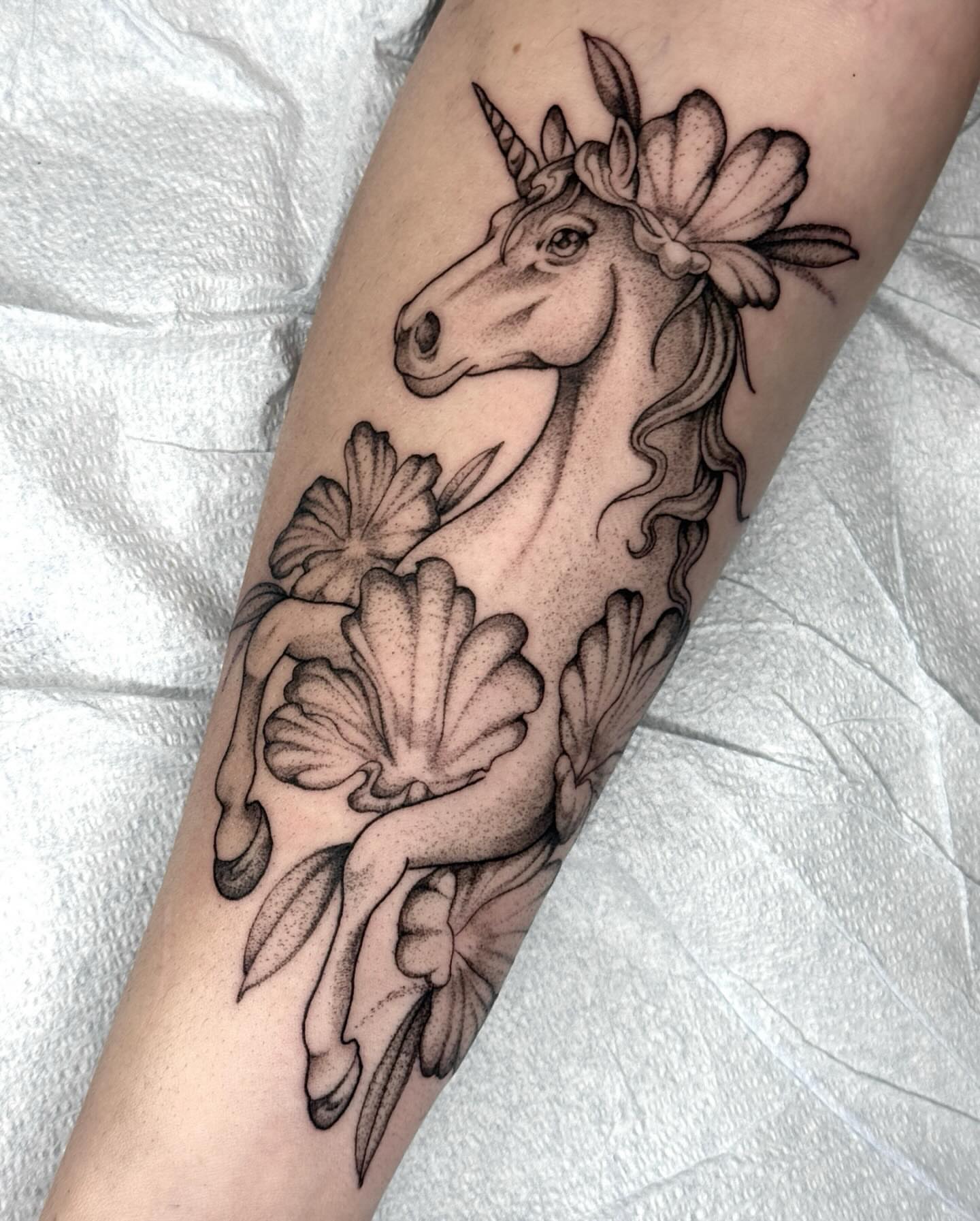 Tattoo by @horsegirltats — dotwork
