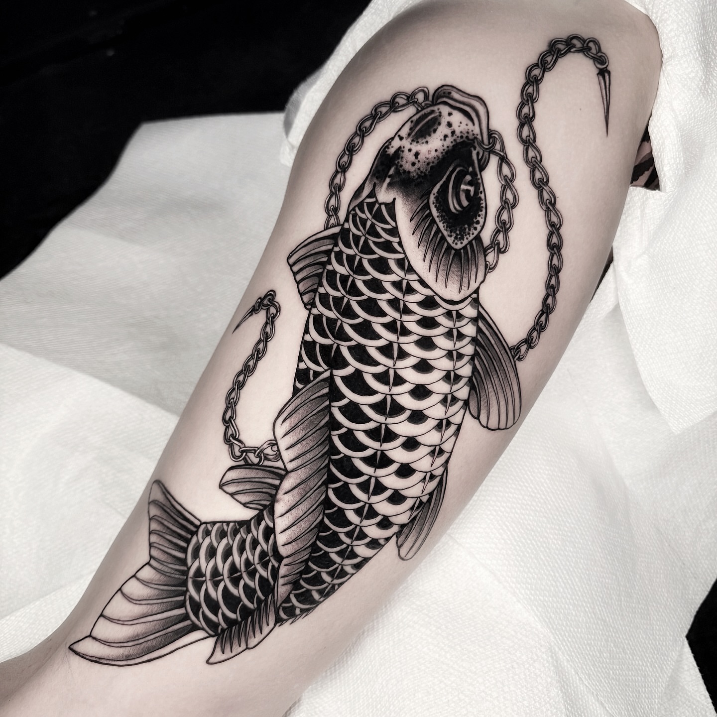 Tattoo by @ninjakixxtattoo — black_and_grey