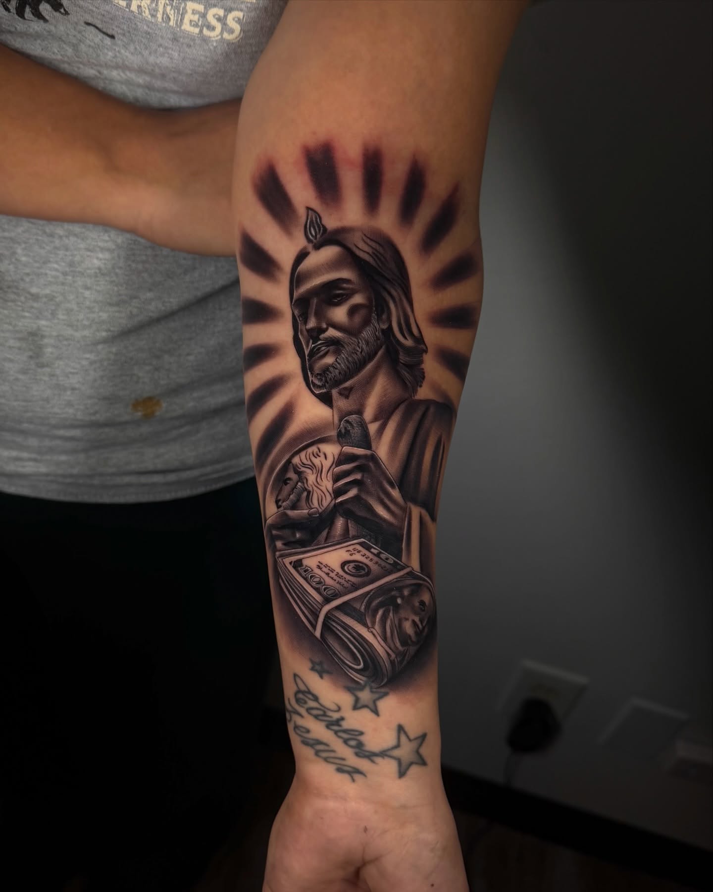 Tattoo by @aaron.tattoos — black_and_grey