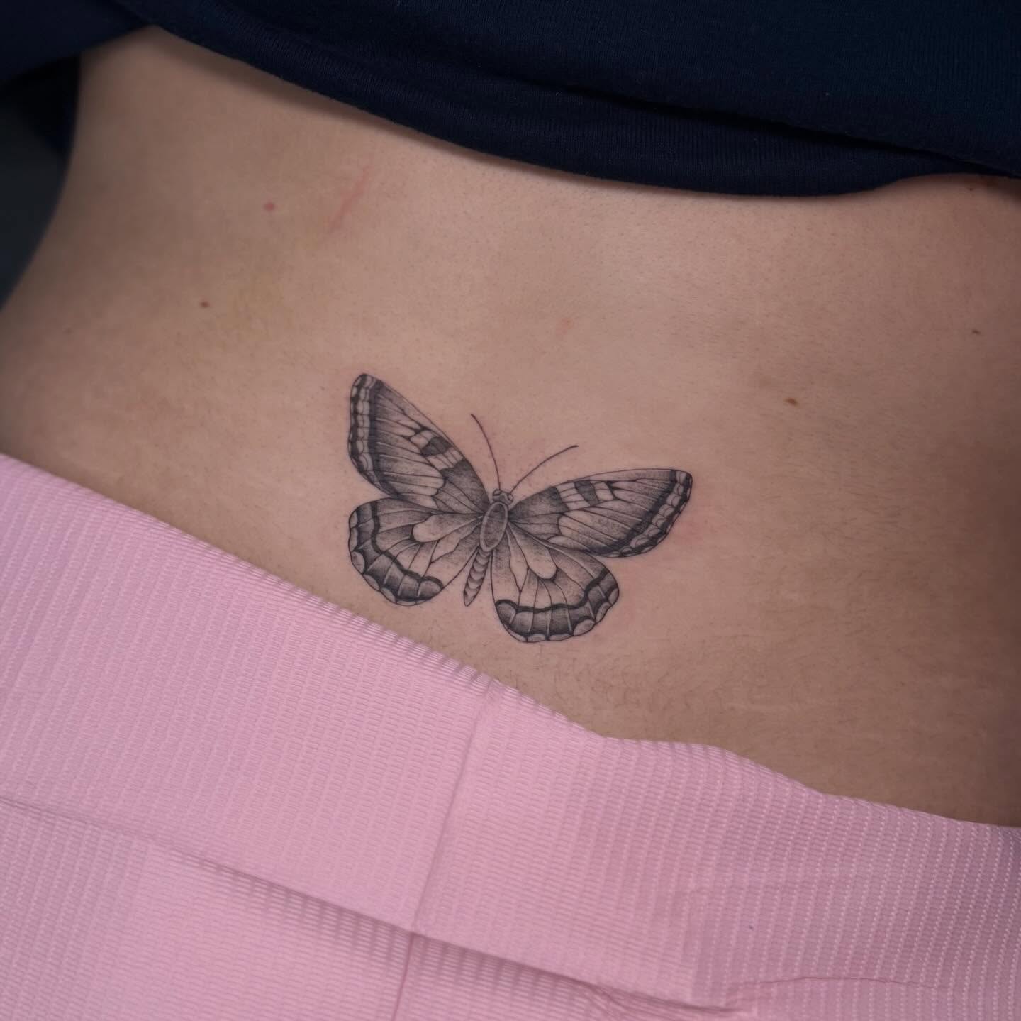 Butterfly black and grey tattoo on the ribs by ๐๐๐๐ ๐๐๐๐