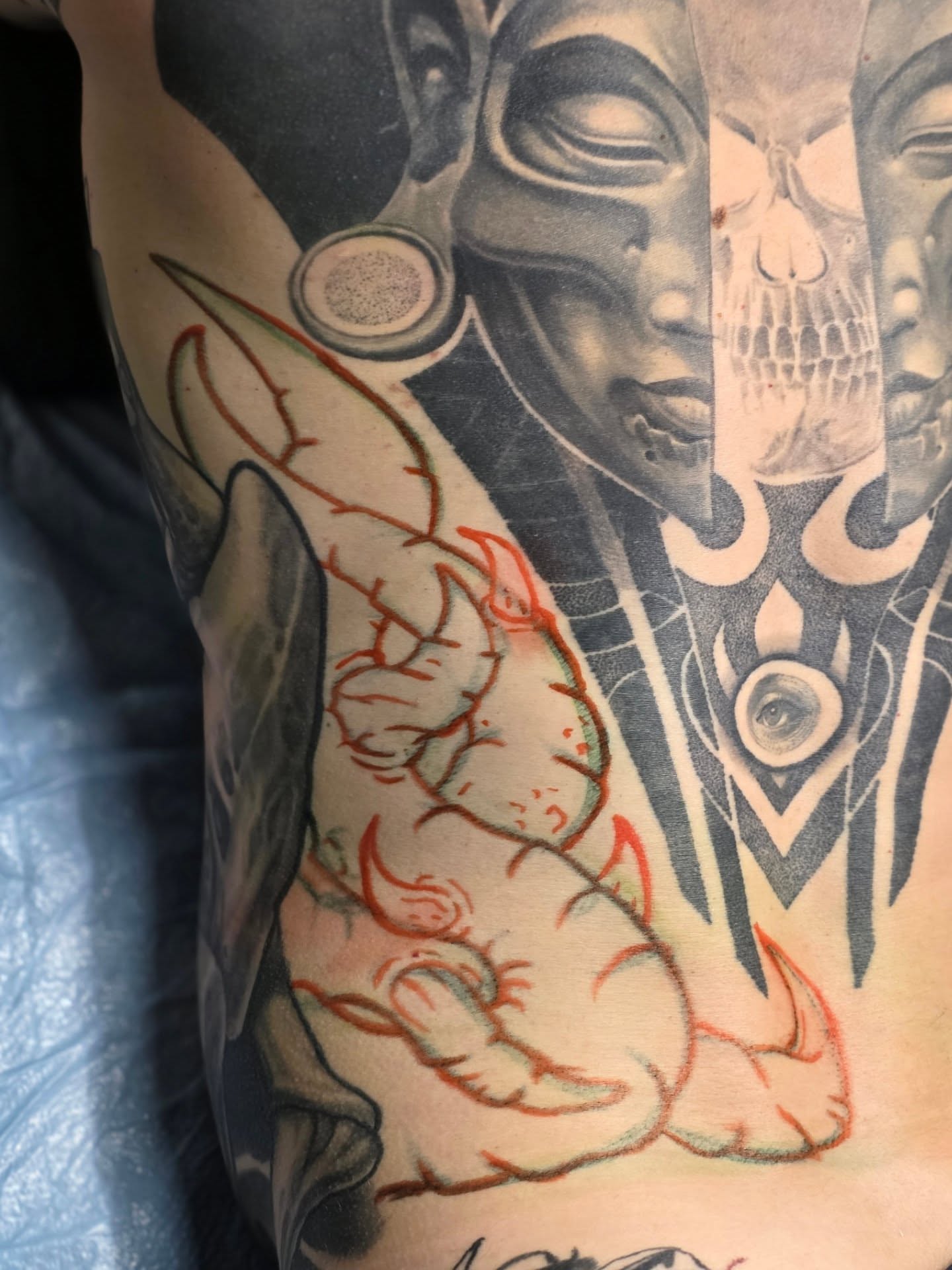 Stitchy character American traditional tattoo on the forearm by Jake Barney
