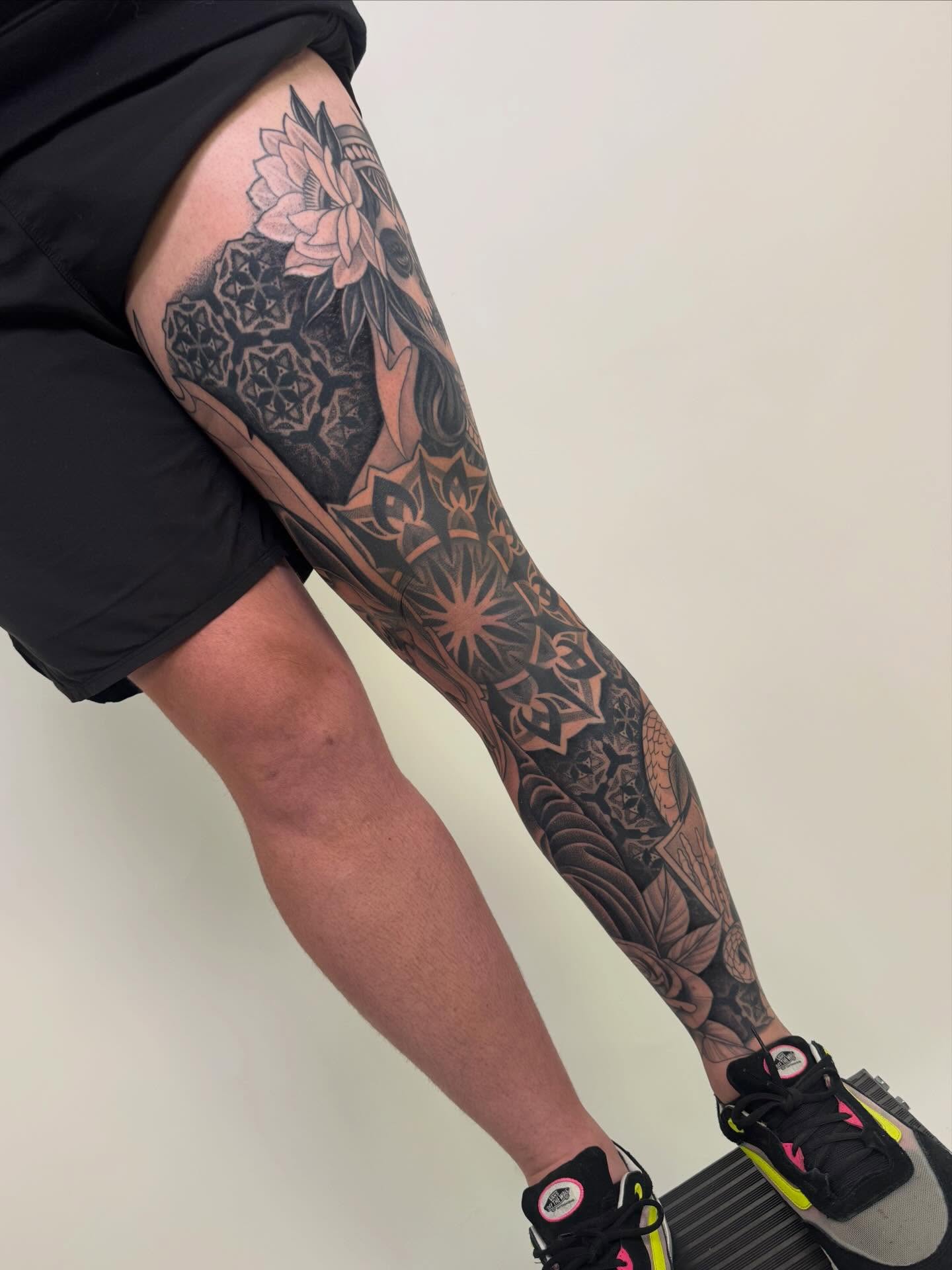 Tattoo by @tannerminocktattoos — black_and_grey, geometric
