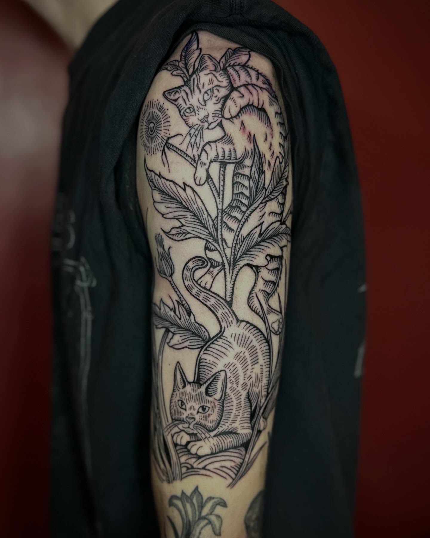 Cats and flowers realism tattoo on the forearm by โฃ ๐ฝ๐๐๐๐๐ ๐ฟ๐๐๐๐๐๐๐๐๐๐๐ โฃ