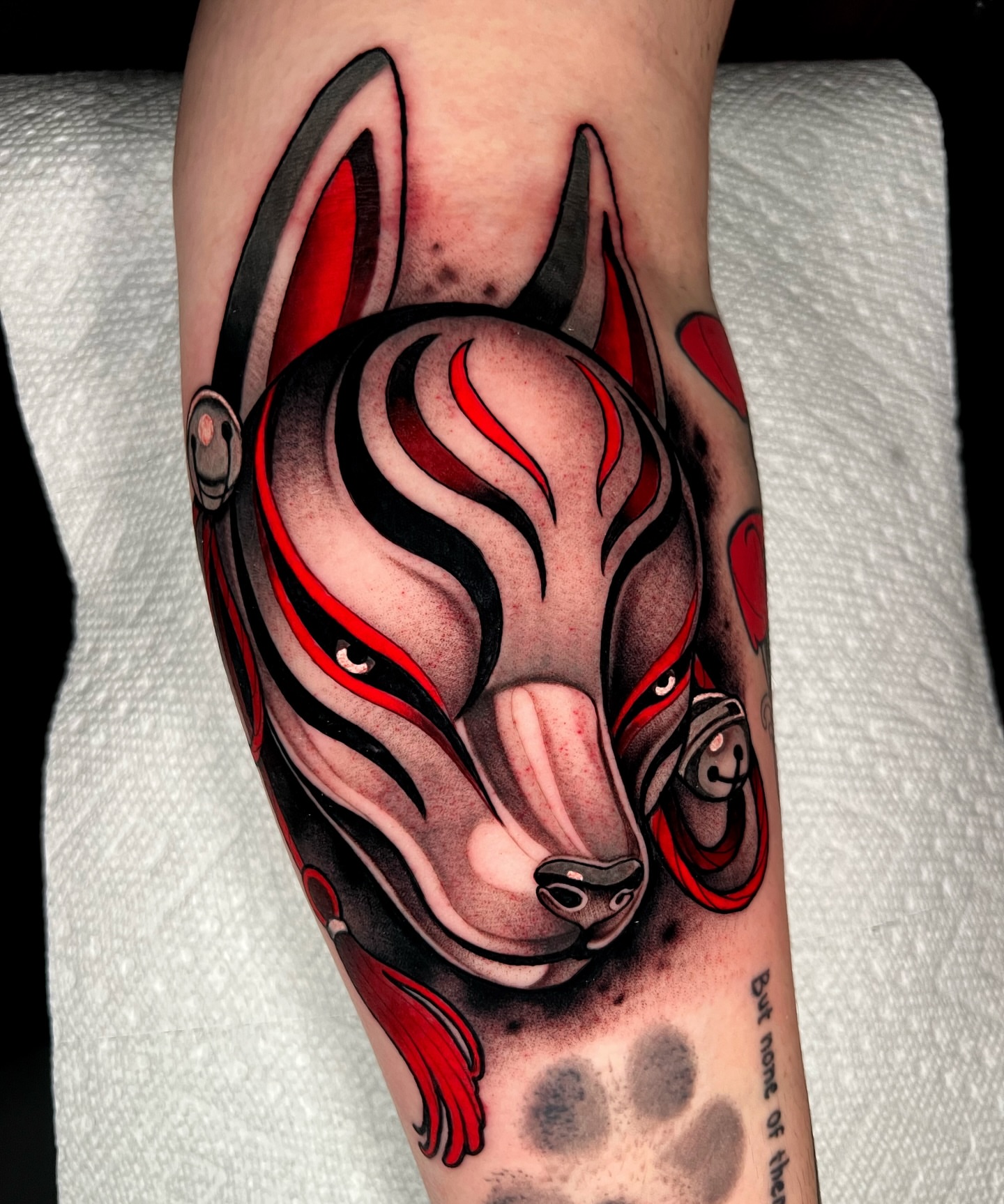Bull mask American traditional tattoo on the forearm by Skyler Miller