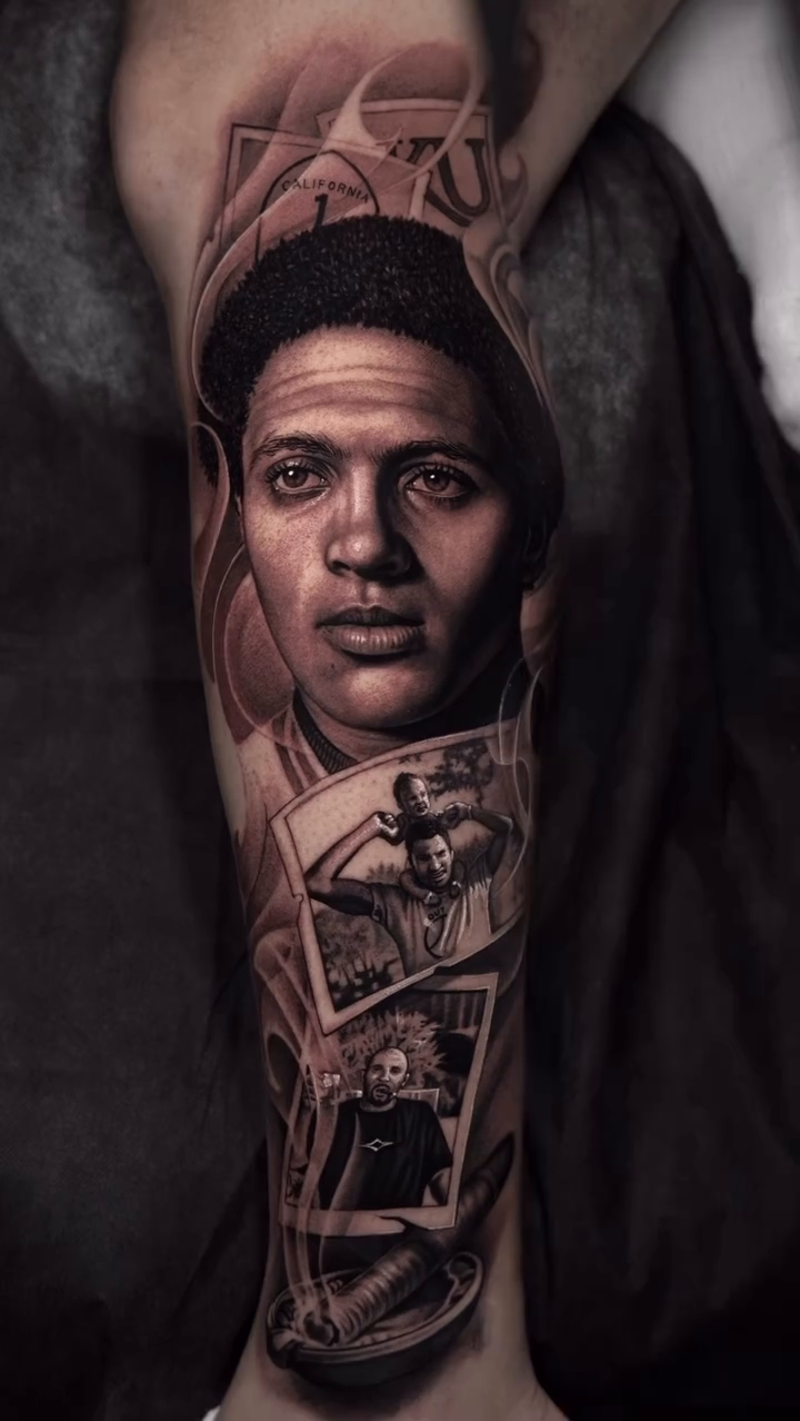 Man and playing cards Chicano tattoo on the upper arm by @_garart_