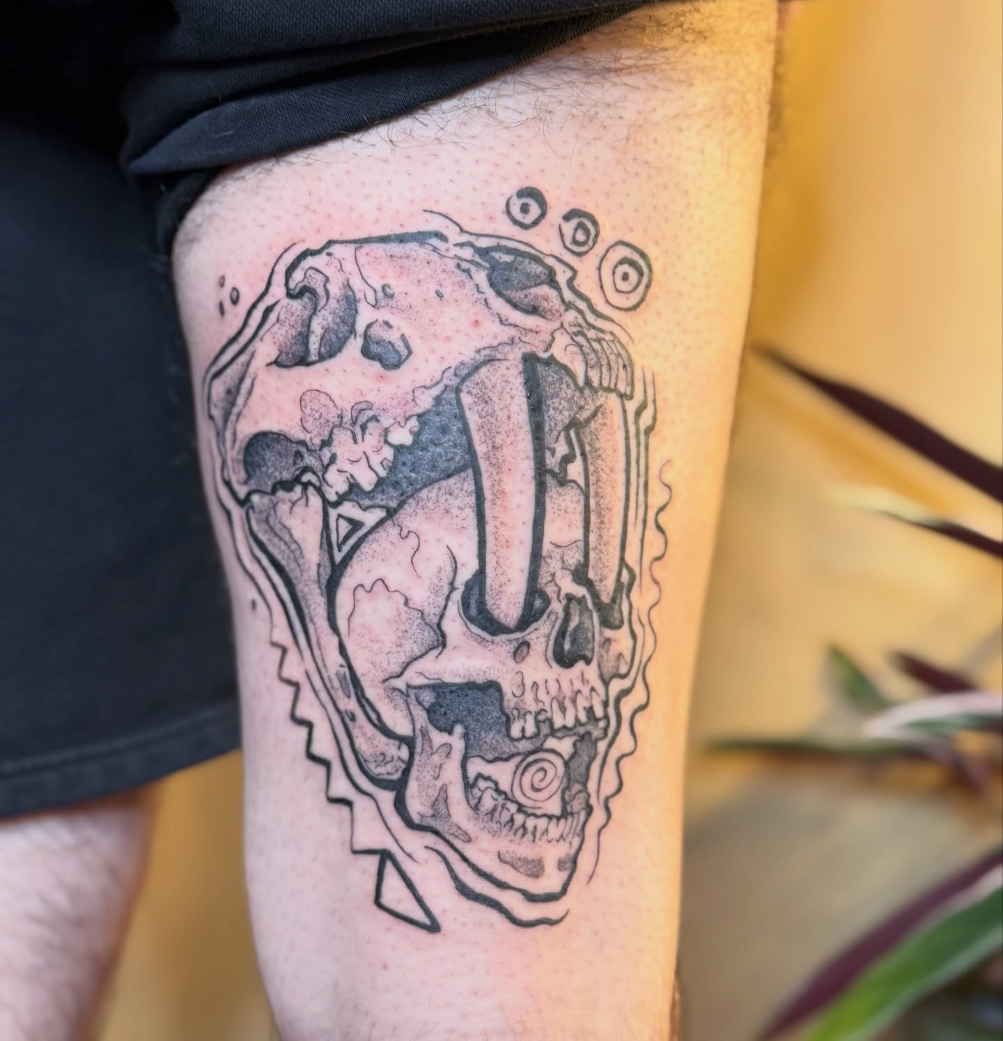 Tattoo by @lauraexleytattoo — dotwork, black_and_grey