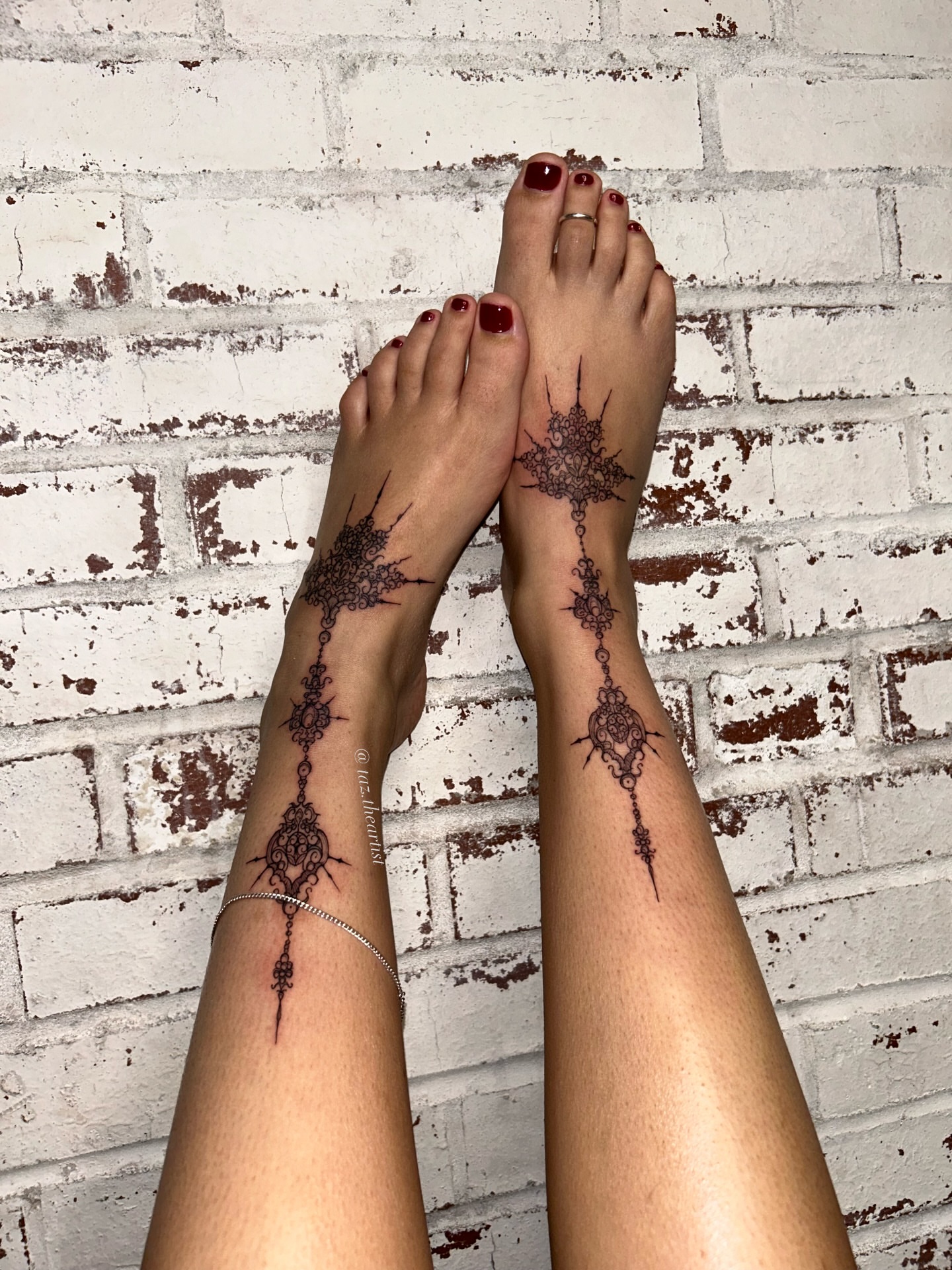 Geometric pattern geometric tattoo on the leg by 𝖙𝖆𝖟 🫧✮♡ₐₜₗ ₙᵧʗ