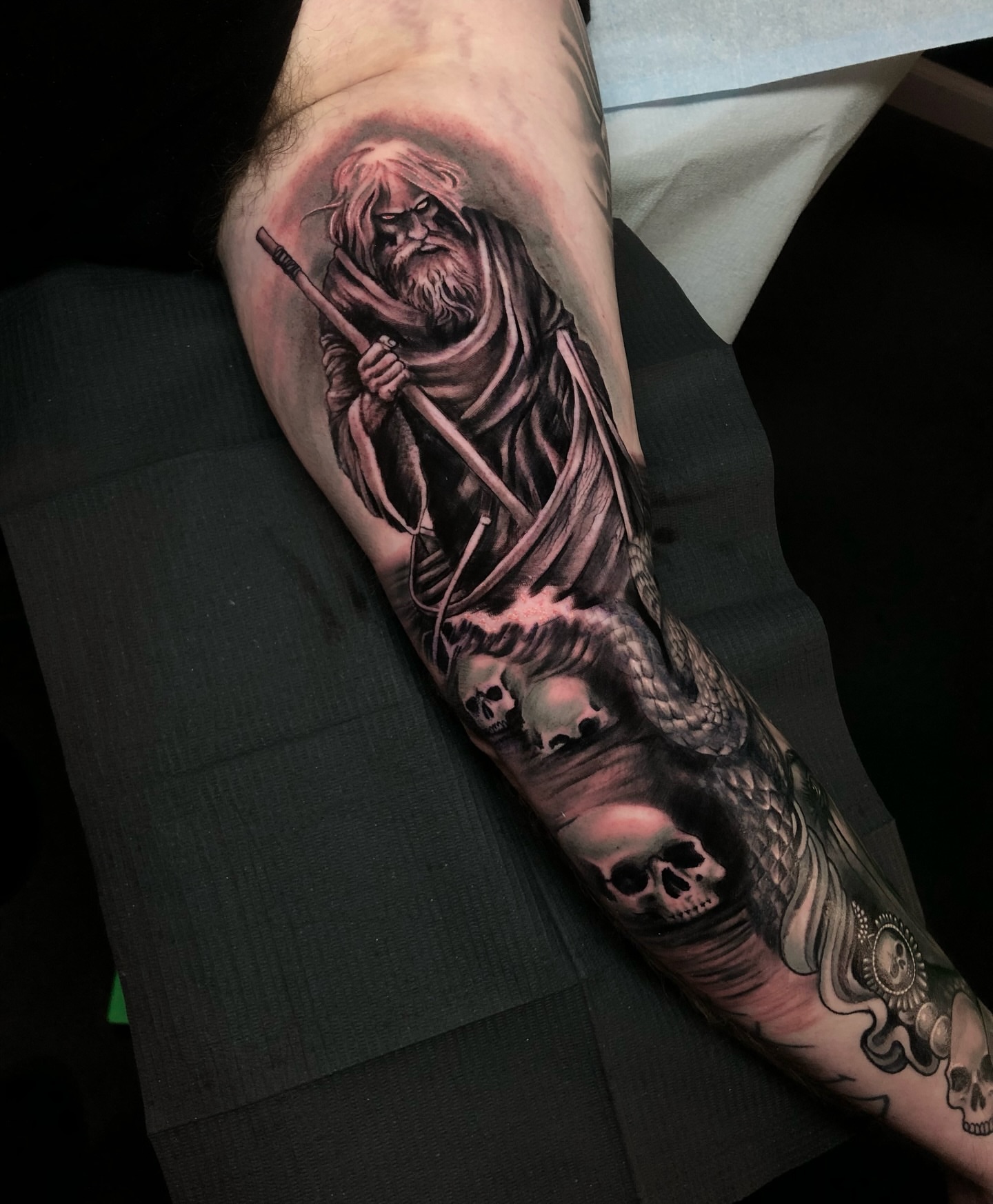 Tattoo by @coreyryantattoo — black_and_grey, realism