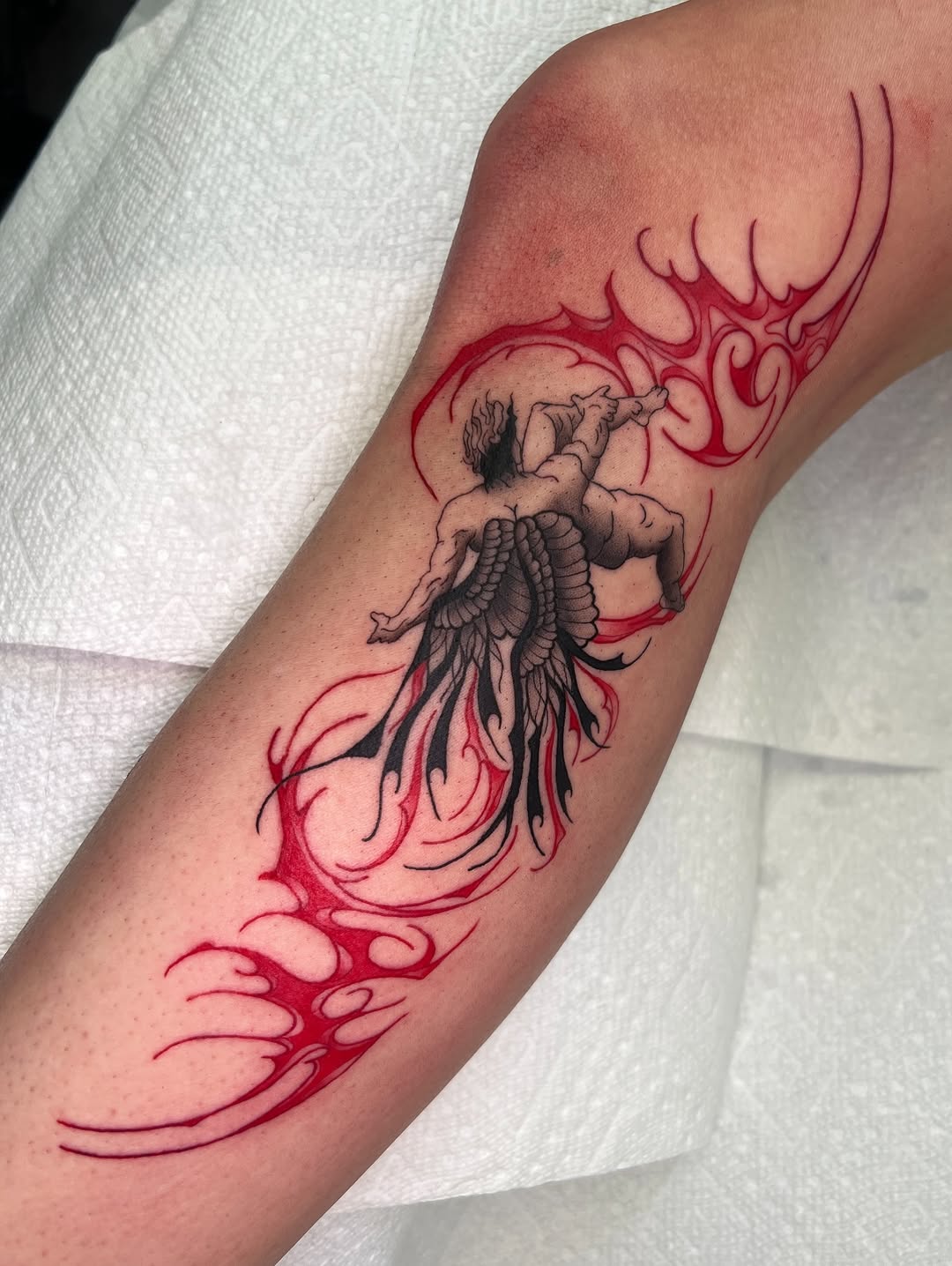 Tattoo by @blair_witch_ink — black_and_grey, trash_polka