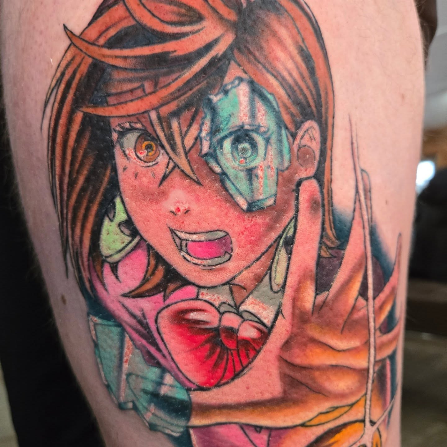 Anime character anime tattoo on the forearm by Destiny
