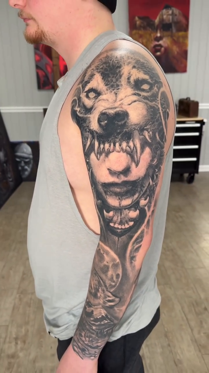 Tattoo by @robbylatos — realism, black_and_grey