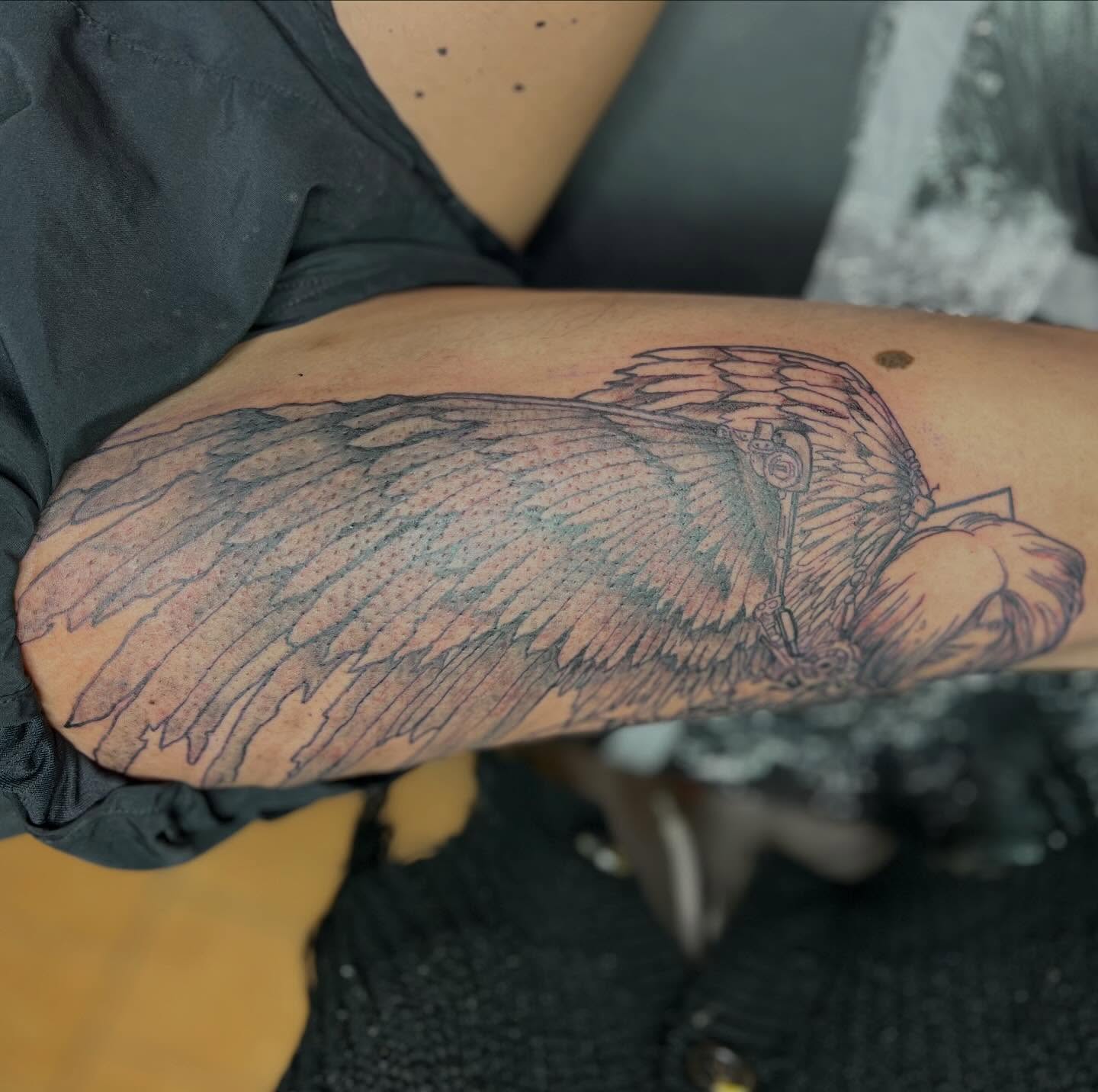 Tattoo by @sinfulwaifu — black_and_grey