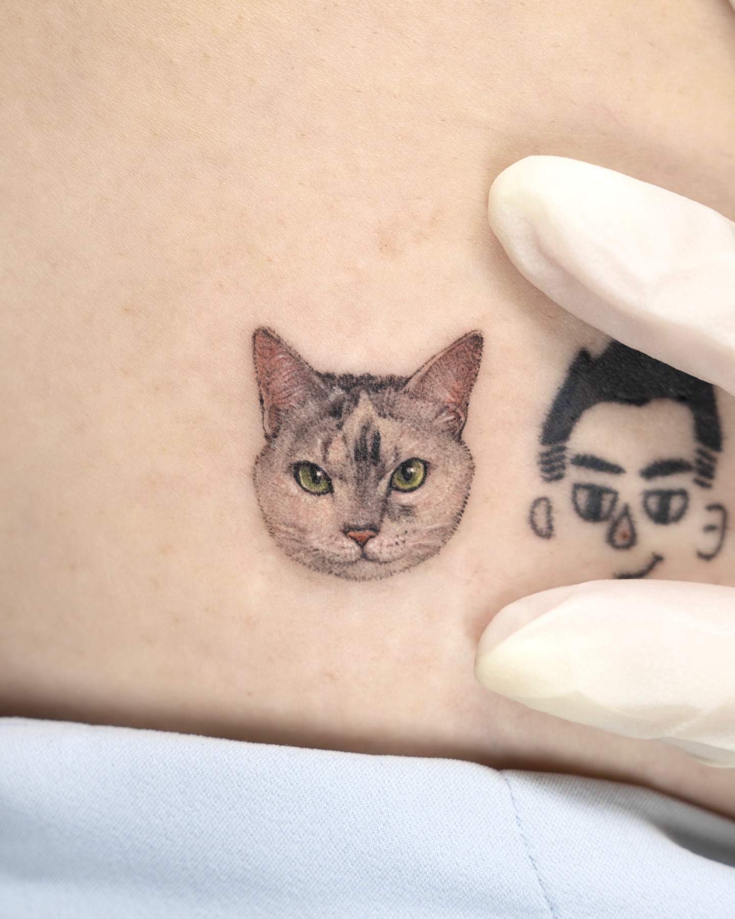 Cat realism tattoo on the chest by Zeeyo 지요