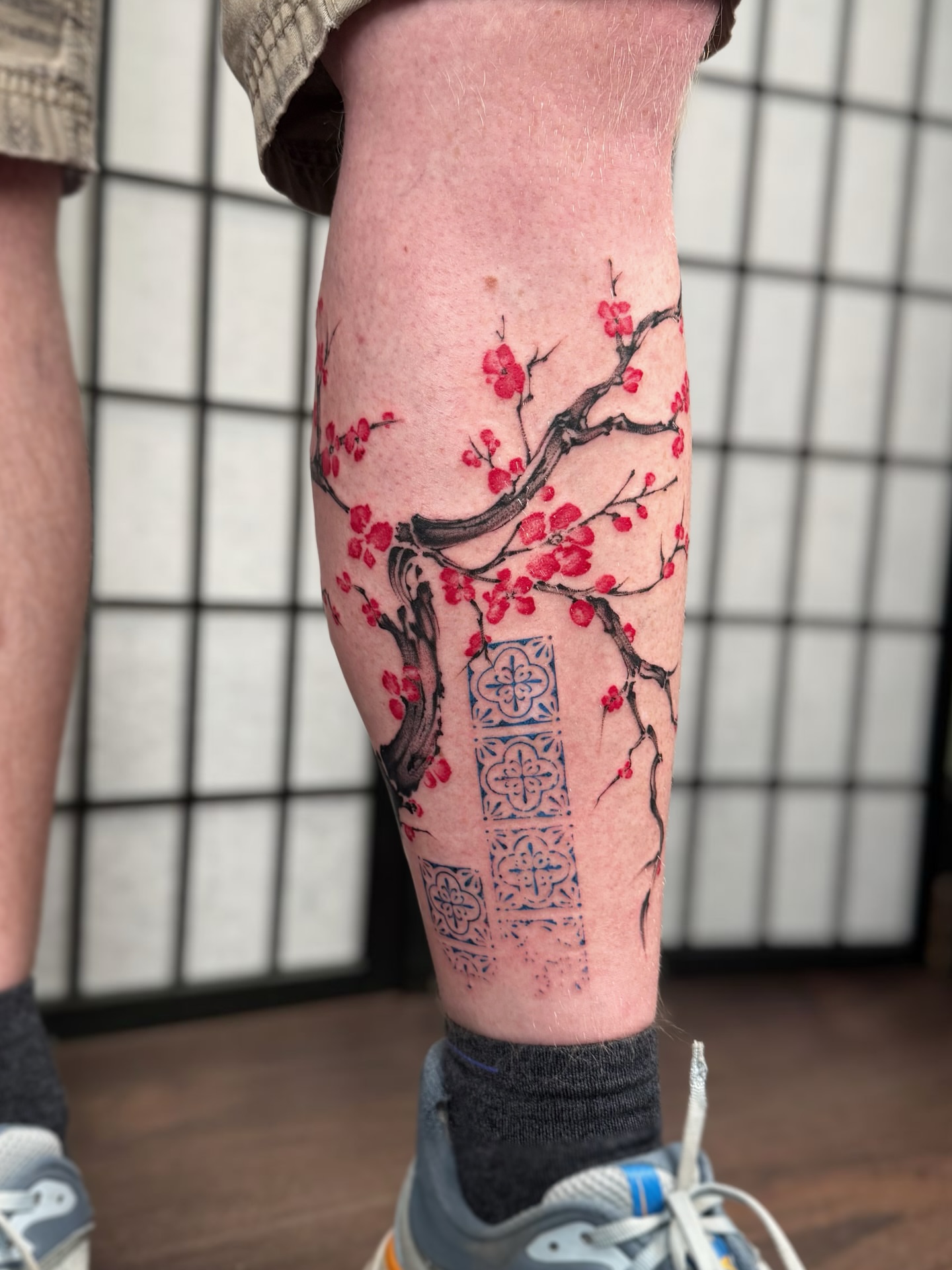 Cherry blossom tree japanese irezumi tattoo on the calf by MillaKas ° Tattoos