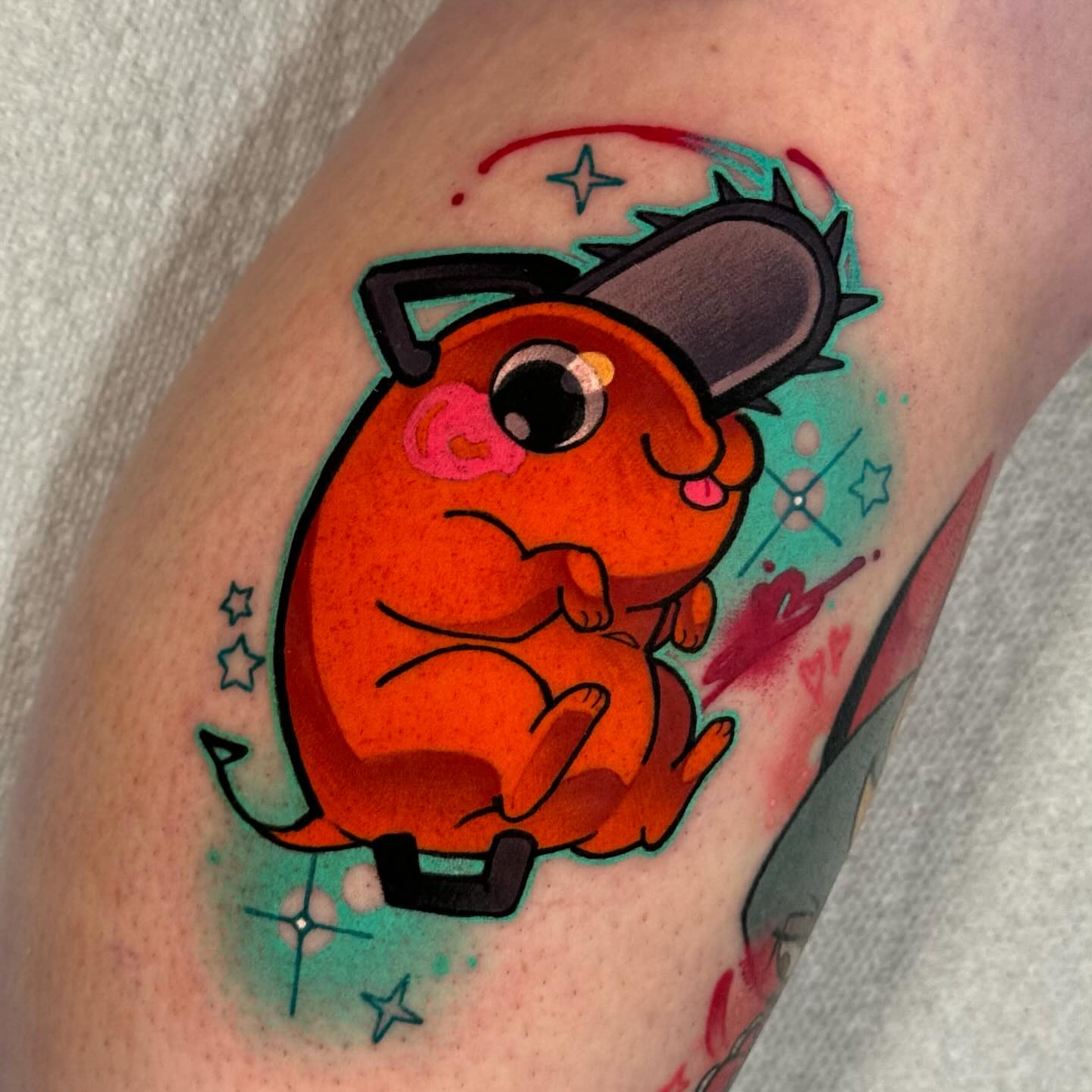 Chibi hamster new school tattoo on the forearm by Taylor Nicoll Chunn