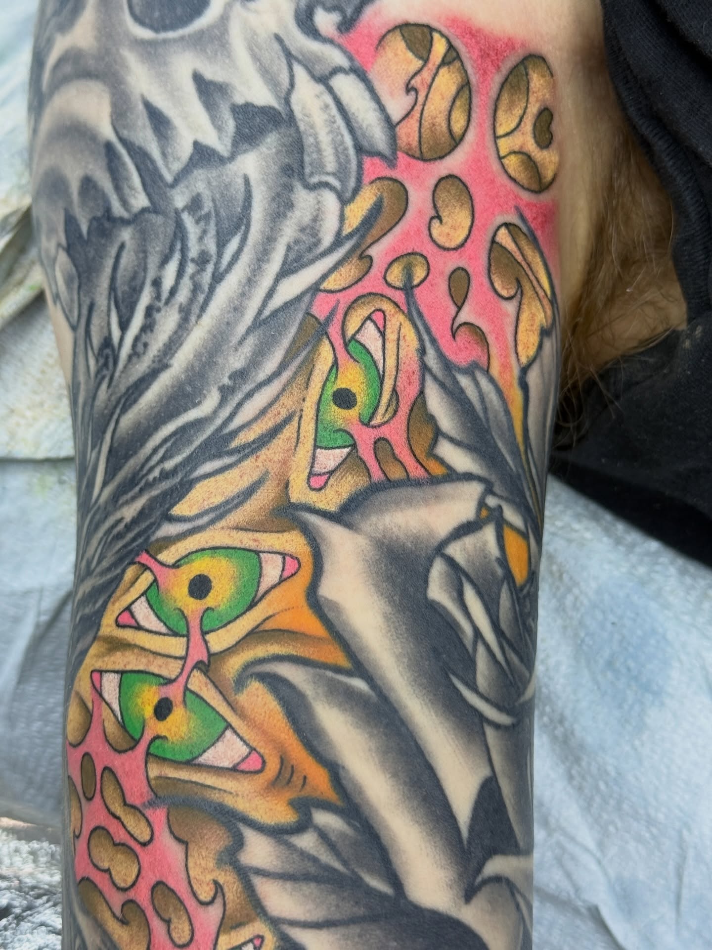 Tattoo by @dylanplazatattoo — new_school, trash_polka