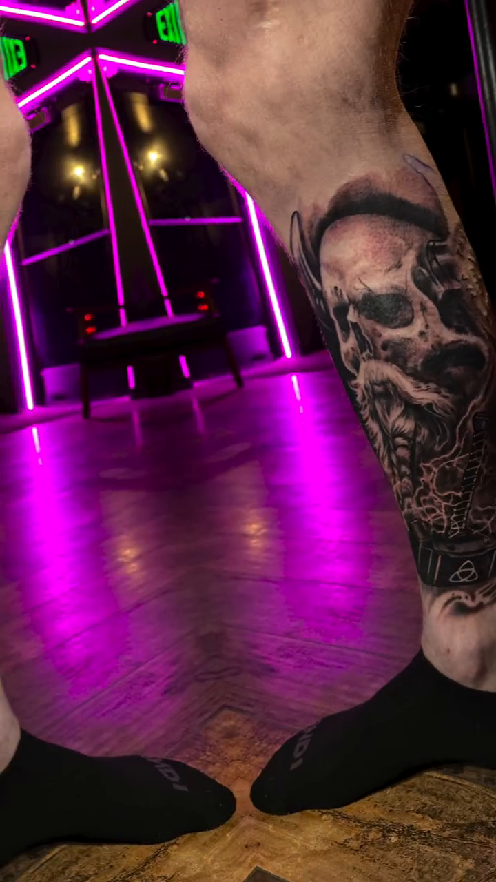 Skull with beard and ornate details dark realism tattoo by Jason Oz, Denver, Colorado