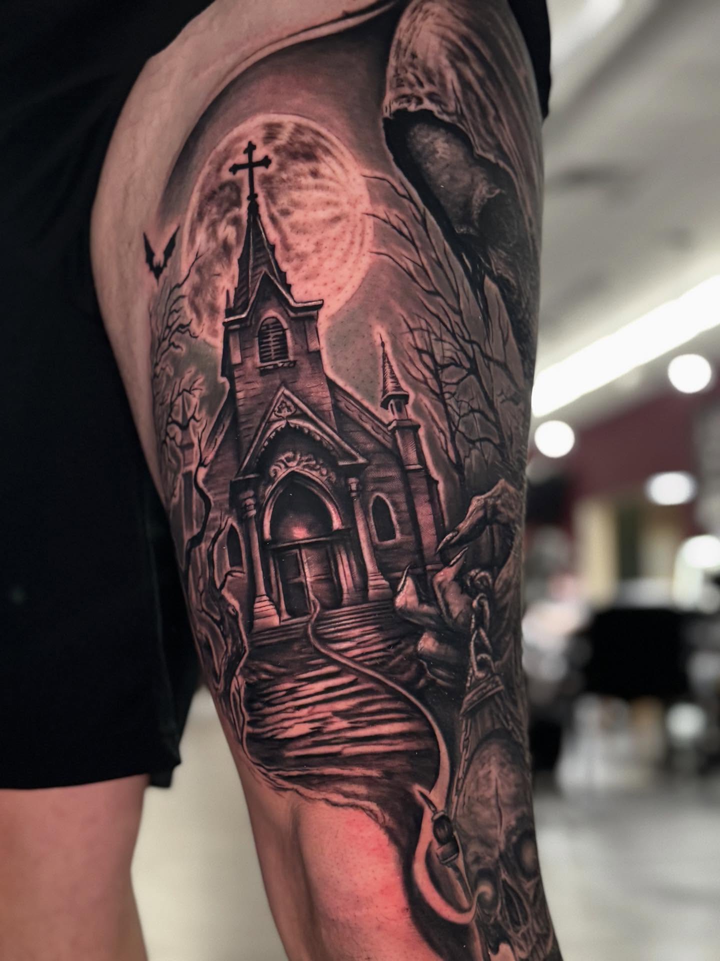Tattoo by @shawnskaletattoos — dark_realism