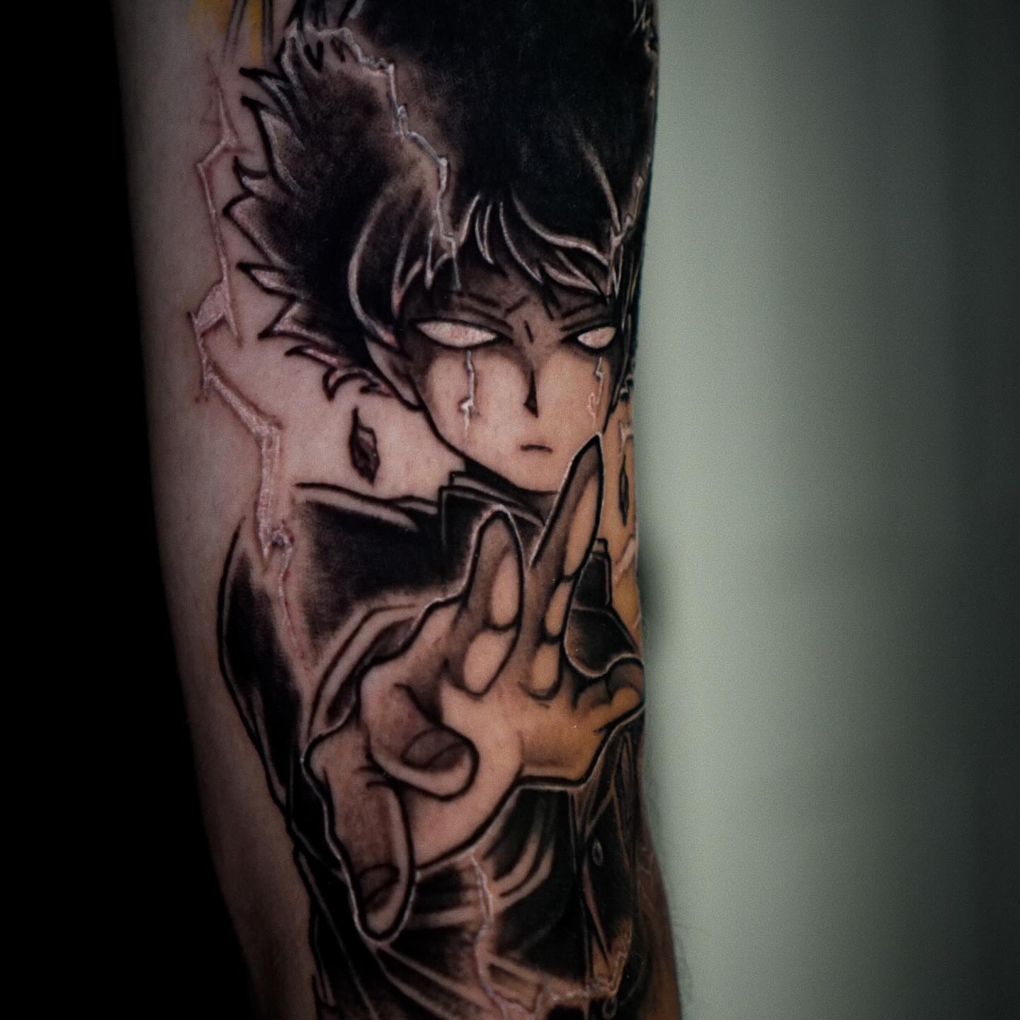 Anime character anime tattoo on the forearm by Nicholas Capellan, Winter Park, Florida