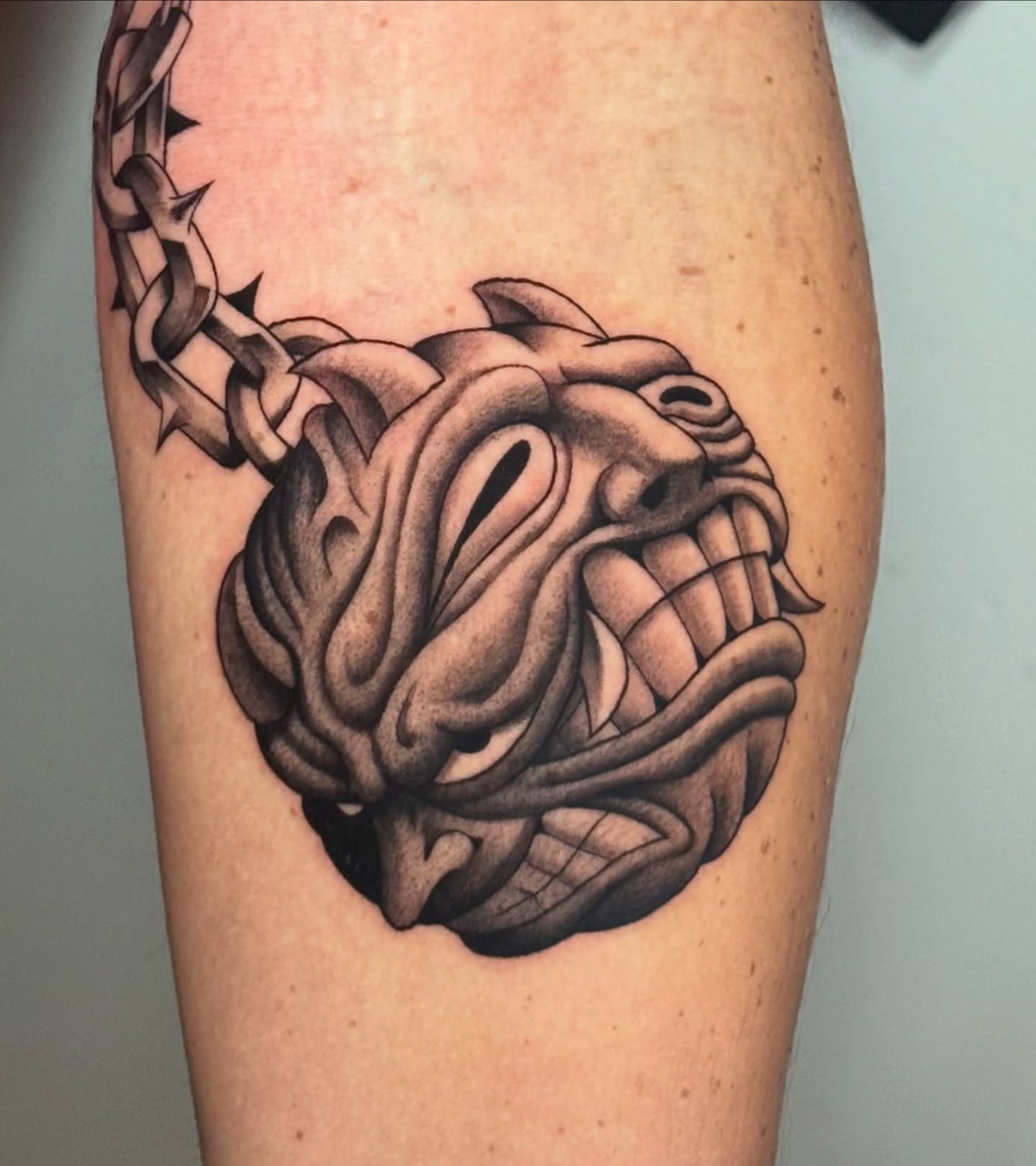 Tattoo by @_lazy.bones_ — black_and_grey
