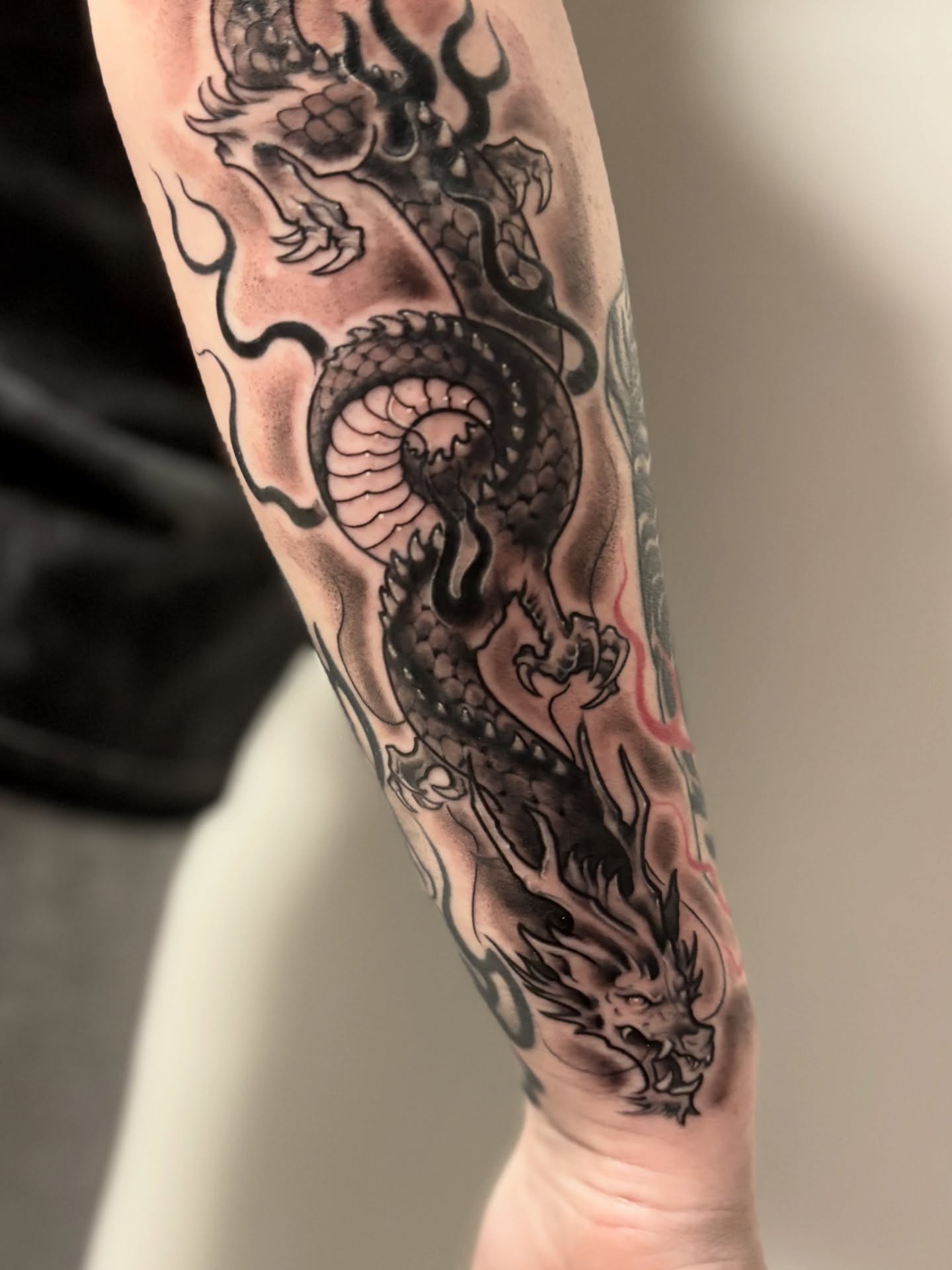 Dragon japanese irezumi tattoo on the forearm by Elixabeth