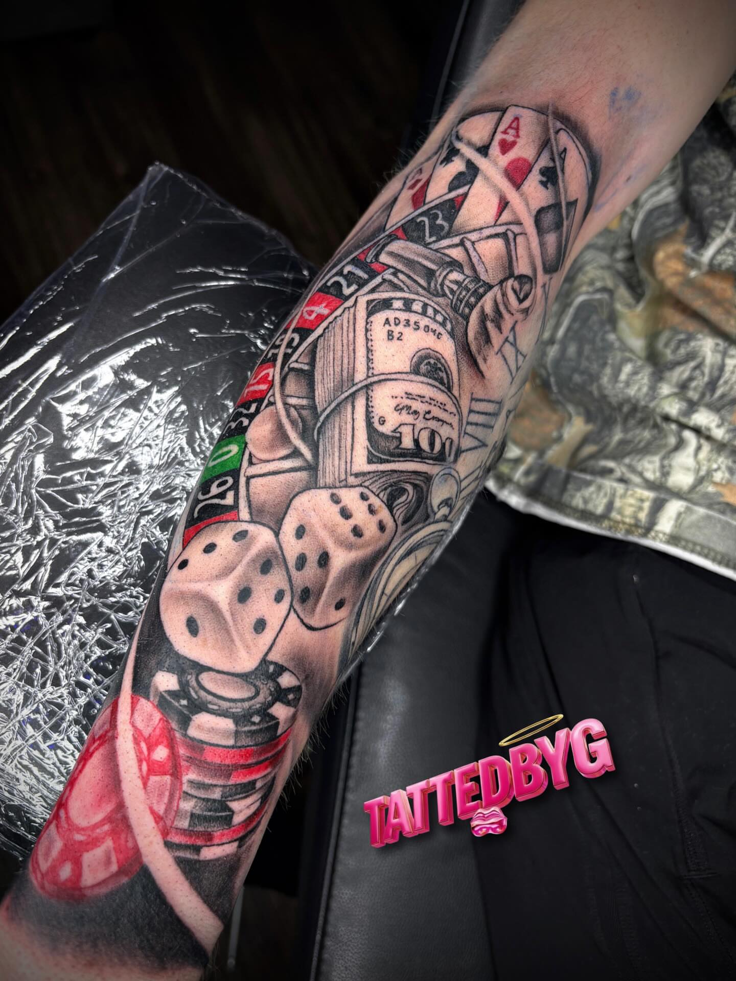 Casino theme American traditional tattoo on the forearm by ✧ Dallas Tattoo Artist  ✧