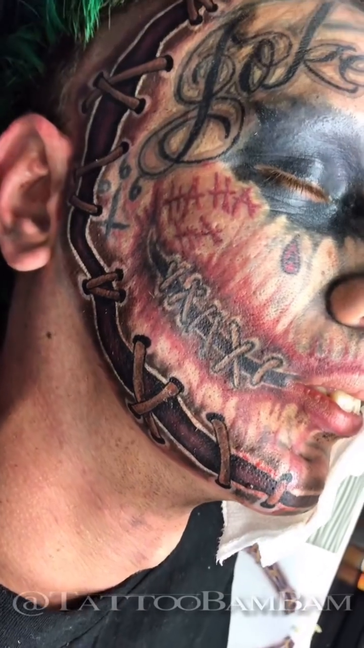 Joker face realism tattoo by Tattoo Bam Bam