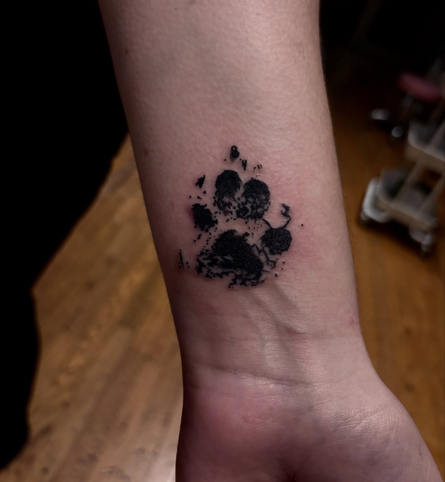Paw print dotwork tattoo on the forearm by 𓂃˚‧ 𓆸𝔏𝔦𝔫𝔷 ℭ𝔥𝔞𝔡𝔴𝔦𝔠𝔨 ੈ𑁍
