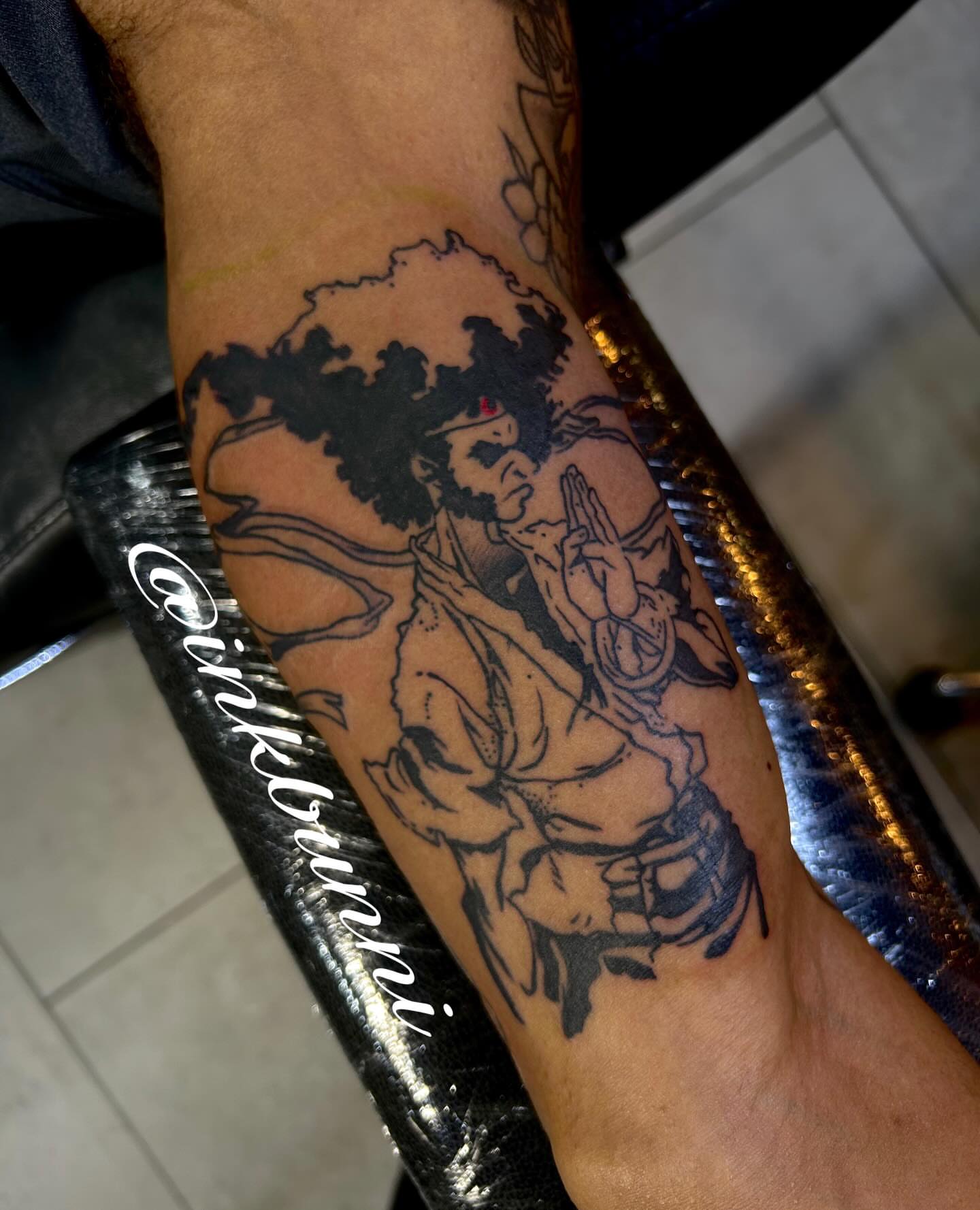 Samurai warrior black and grey tattoo on the forearm by Hailey Aka inkbunni, Detroit, Michigan