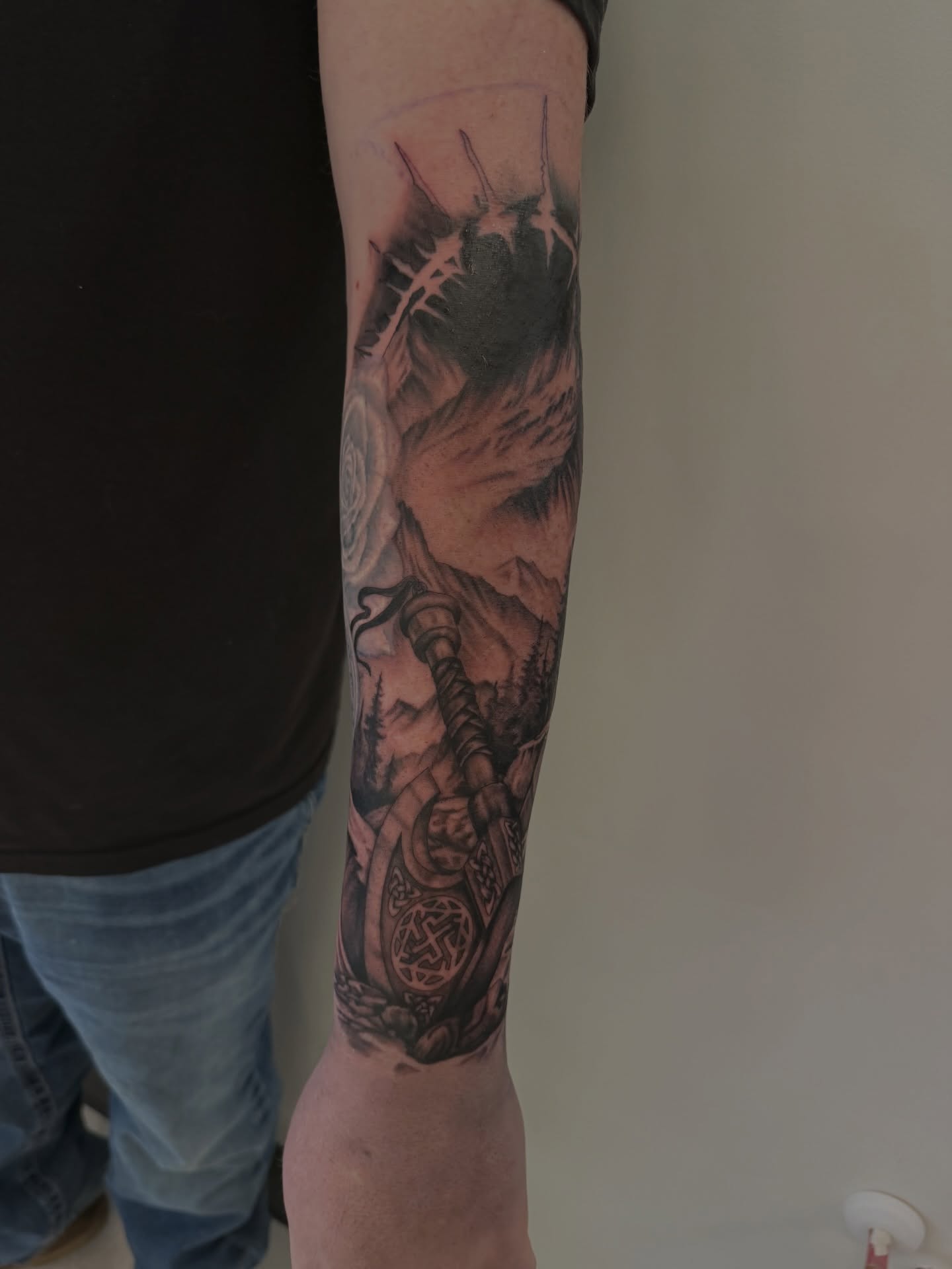 Warrior with sword realism tattoo on the forearm by utah tattoo artist