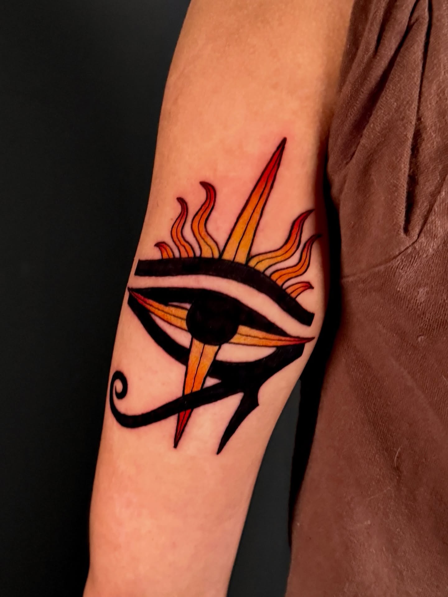 Eye of horus tribal tattoo on the forearm by Dallas Tattoo Artist