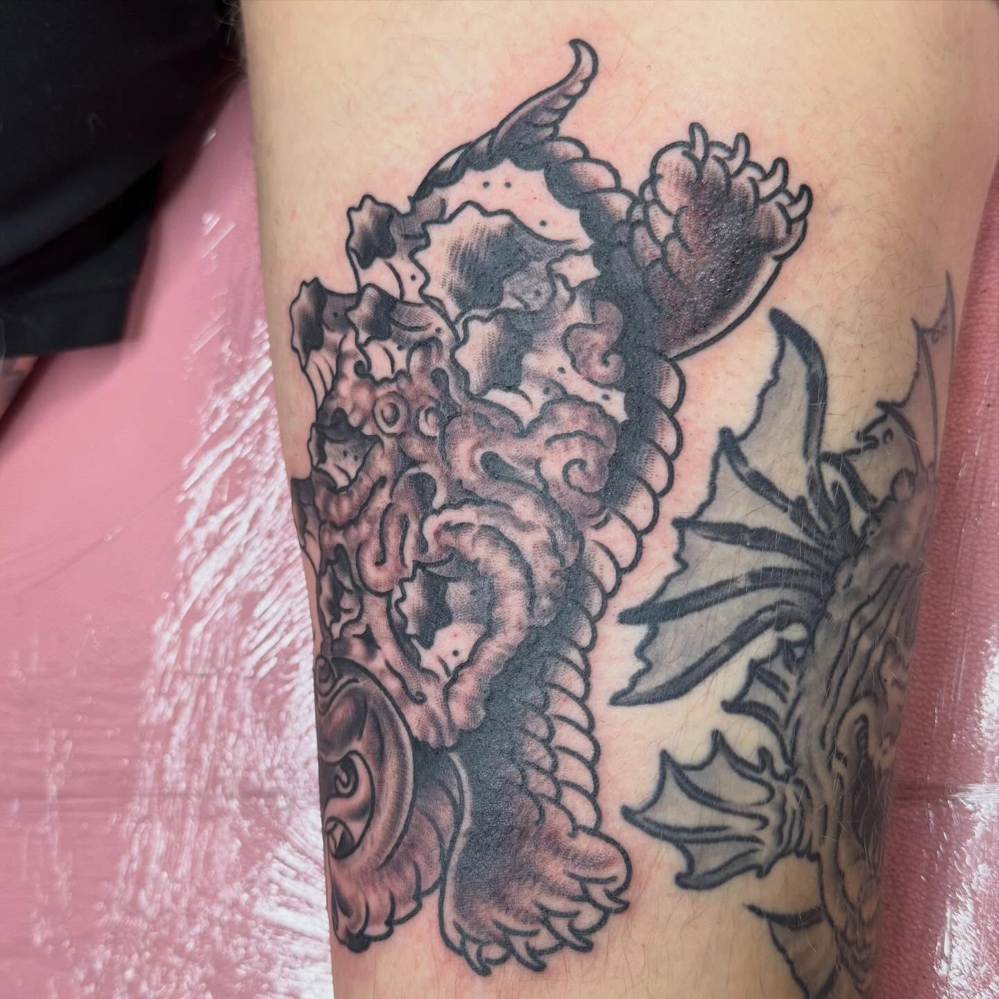 Tattoo by @cyborgbrains — black_and_grey