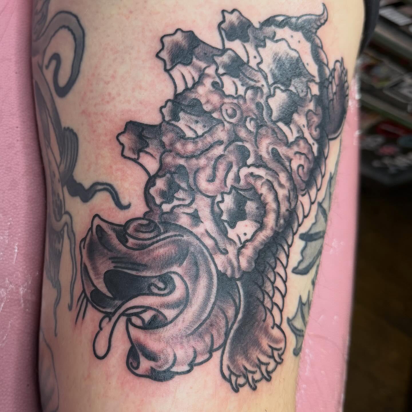 Tattoo by @cyborgbrains — black_and_grey
